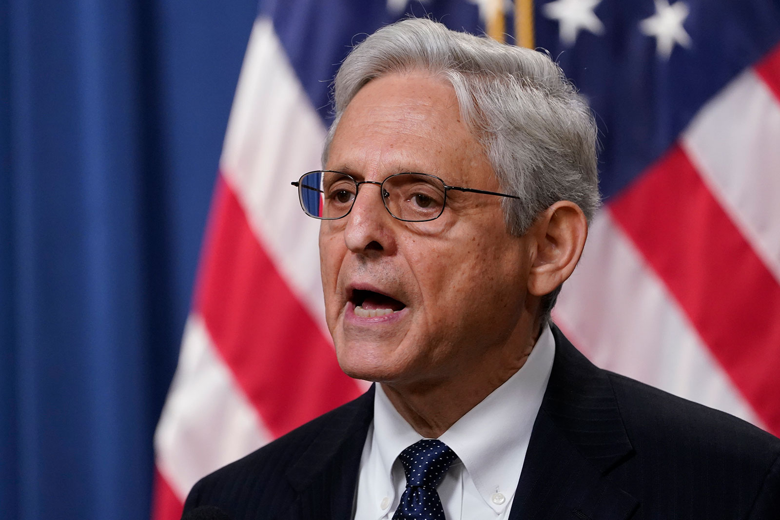 Attorney General Merrick Garland speaks at the Justice Department on Thursday, August 11.