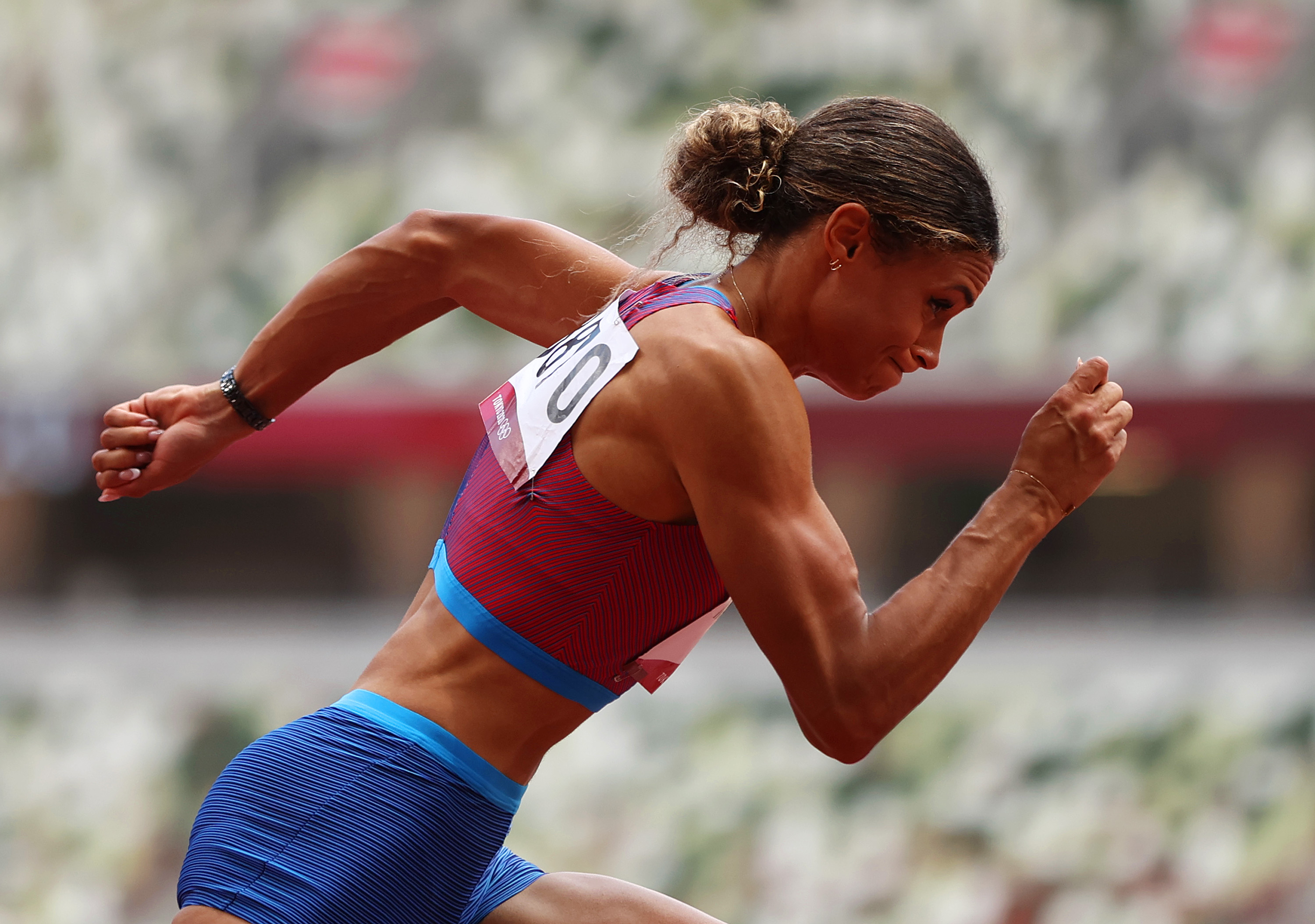 American Sydney McLaughlin competes in the women's 400 meter hurdles final on Wednesday.