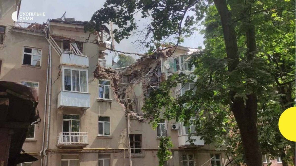 At least one person has been killed in a Russian drone attack on a residential building in the northeastern Ukrainian city of Sumy on July 3.