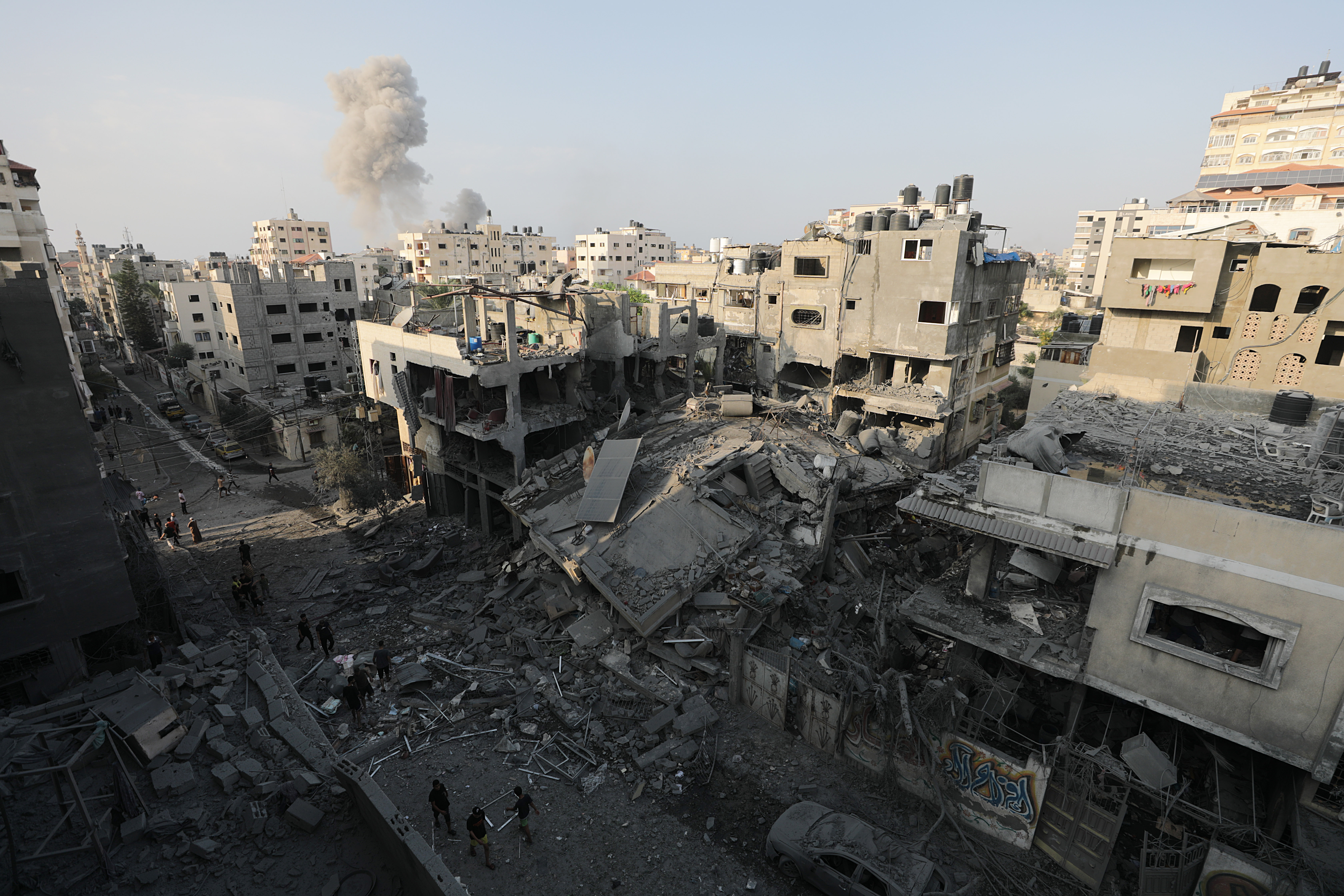 Destruction in northern Gaza after Israeli airstrikes is pictured on October 28.