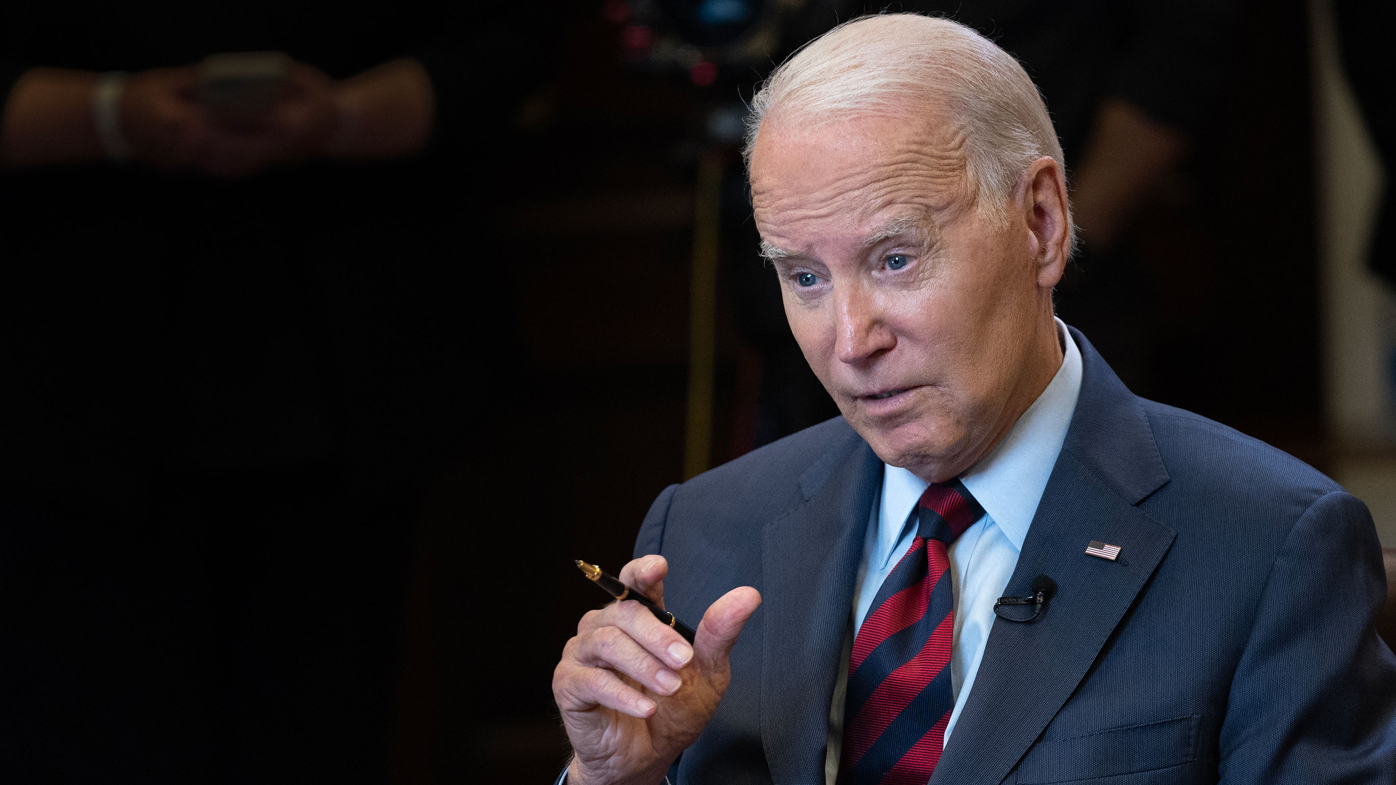 President Joe Biden speaks with CNN's Fareed Zakaria during a televised interview inside the Roosevelt Room at the White House in Washington, on Friday, July 7, 2023.