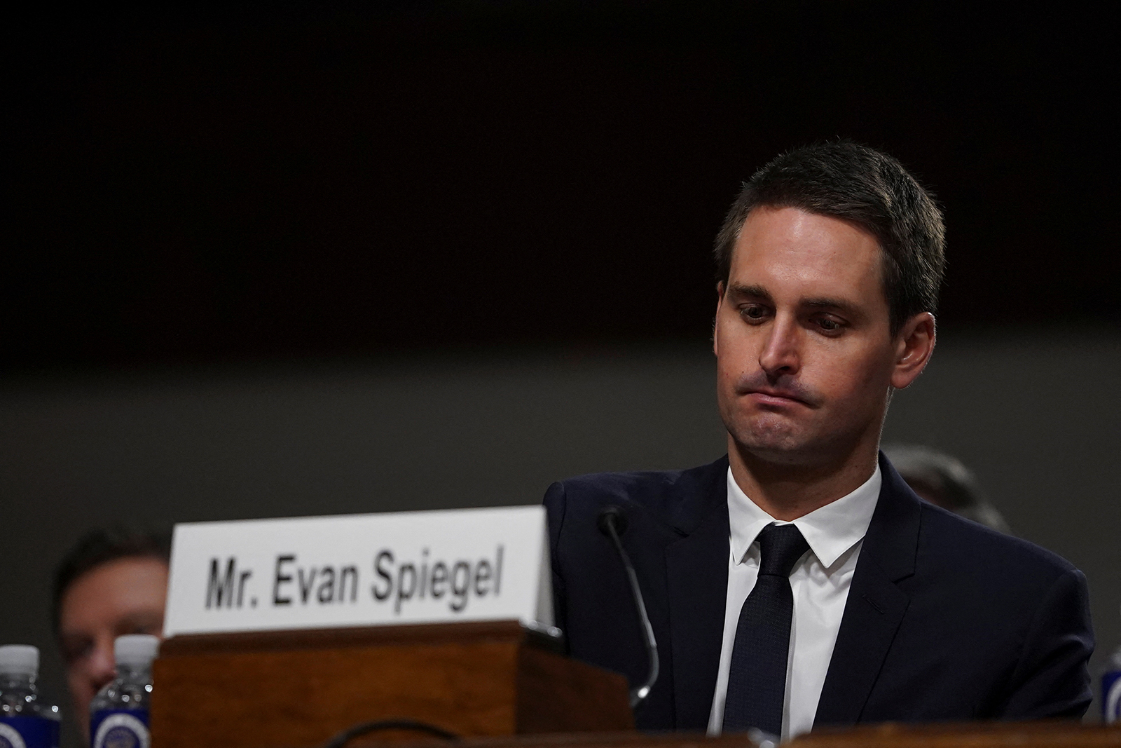 Co-founder and CEO of Snap Inc. Evan Spiegel during the Senate Judiciary Committee hearing on online child sexual exploitation at the U.S. Capitol, in Washington, today.