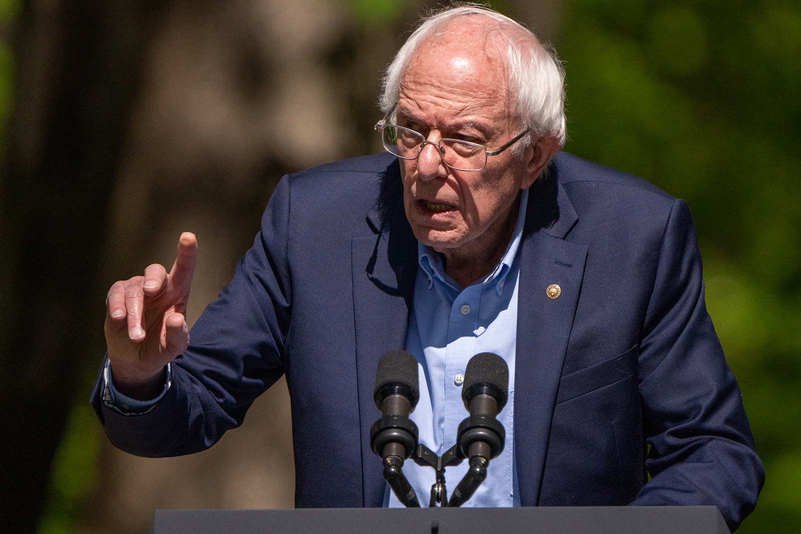 Sen. Bernie Sanders speaks in Triangle, Virginia, on April 22. 