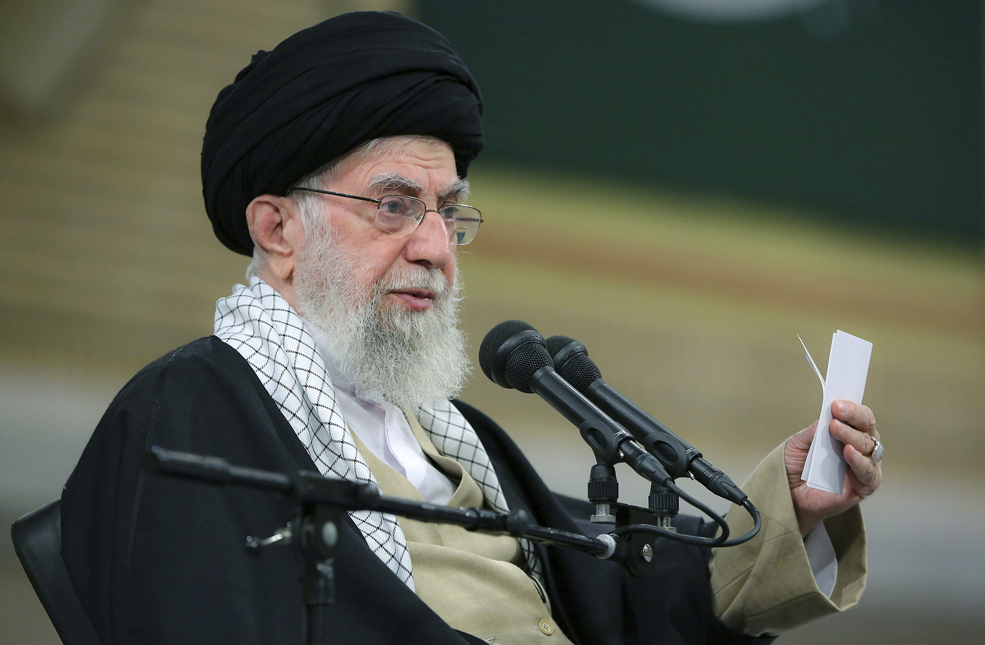 Supreme Leader Ayatollah Ali Khamenei speaks in a meeting in Tehran, Iran, on January 23, in this handout photo.