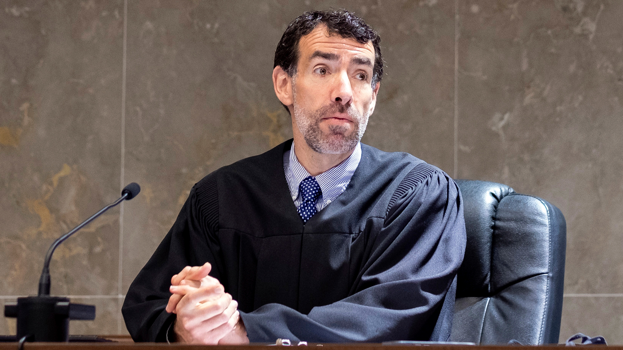 Fulton County Superior Court Judge Robert McBurney instructs potential jurors during proceedings to seat a special purpose grand jury, May 2, 2022, in Atlanta. 