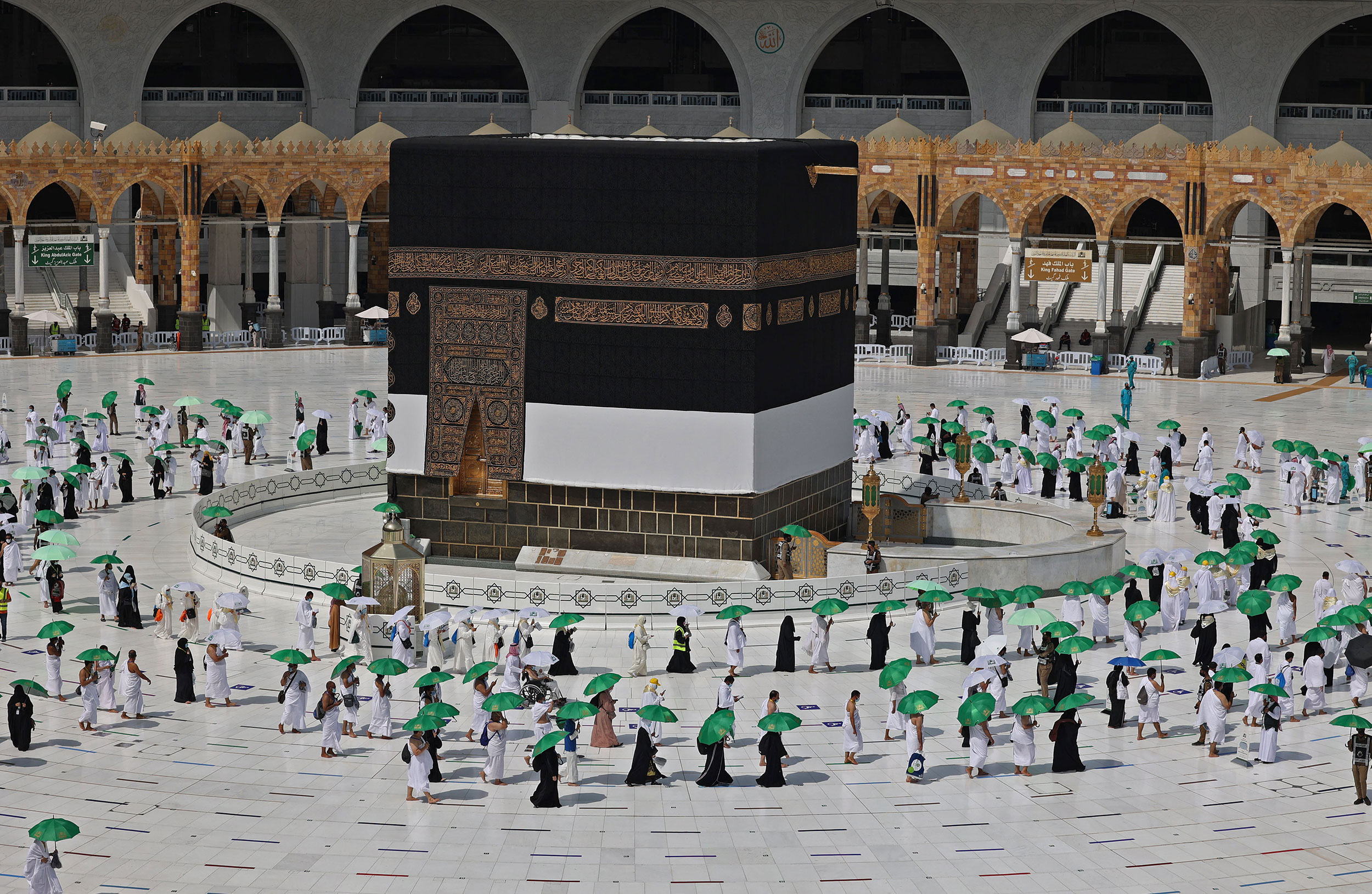 Pilgrims arrive at the Kaaba in Mecca on July 17.