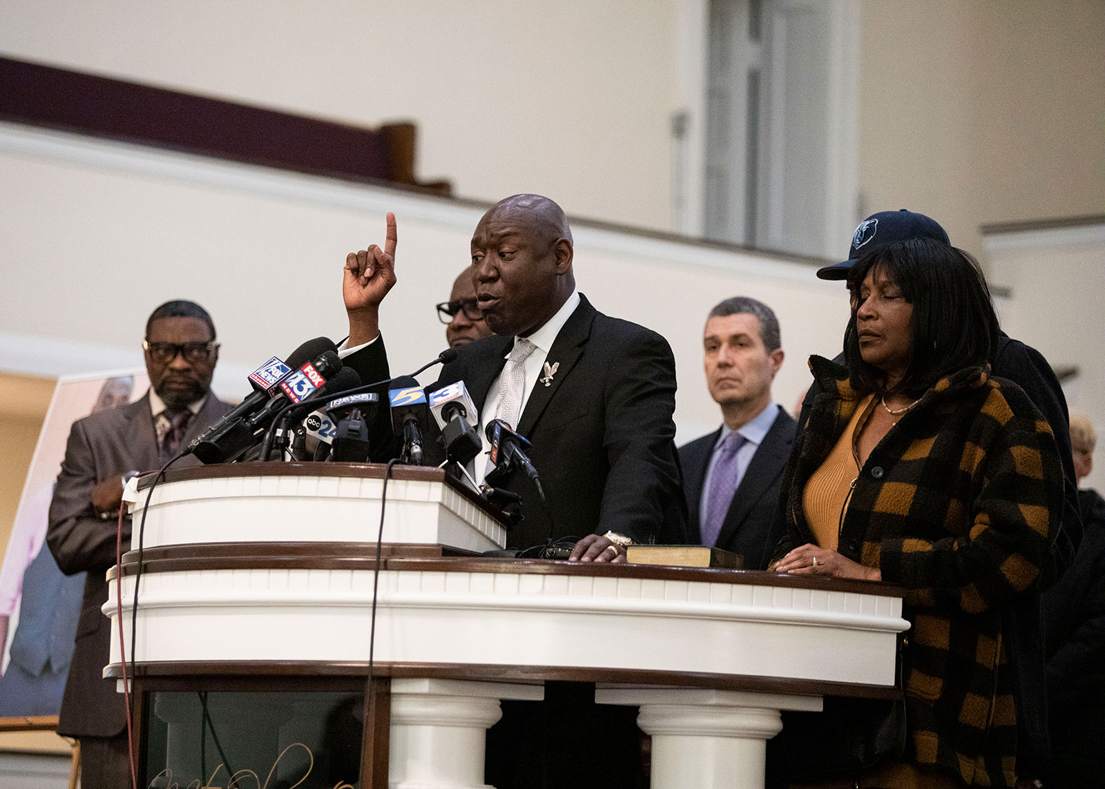 Attorney Benjamin Crump speaks at Mount Olive Baptist Church in Memphis on Friday.