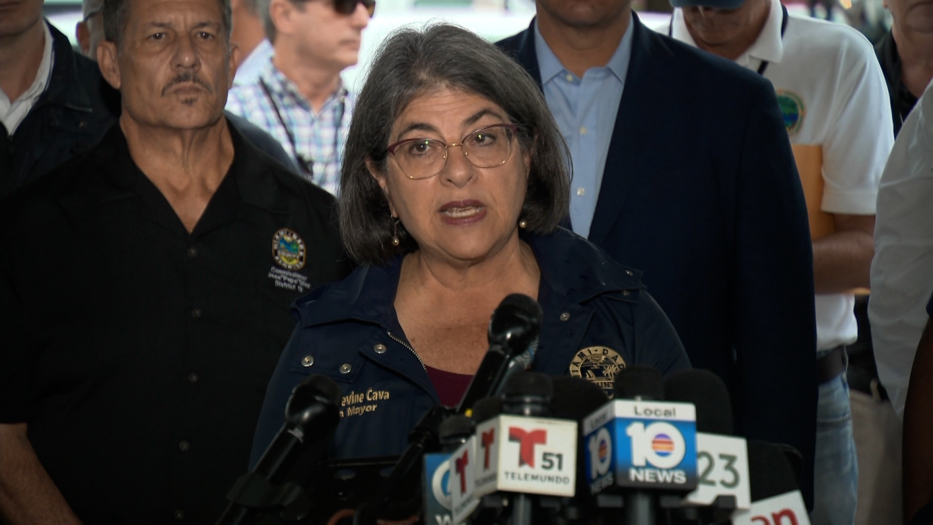 Miami-Dade Mayor Daniella Levine Cava speaks during a press conference in Surfside, Florida, on June 30.