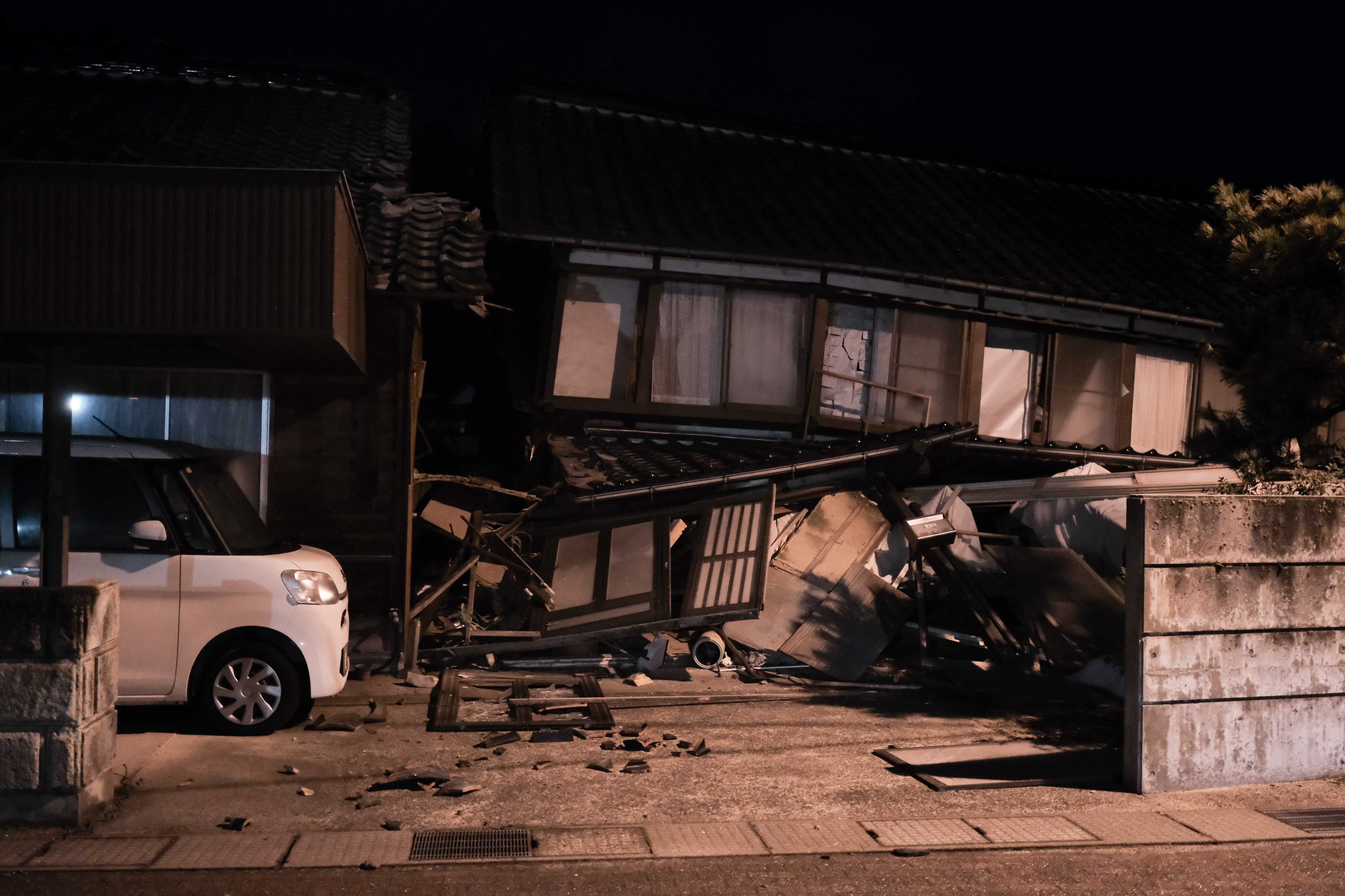 A damaged house is seen in Nanao, Japan, on January 2.