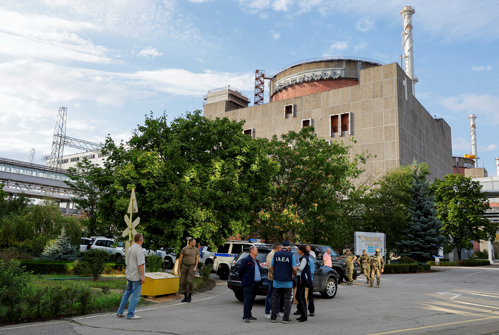 Members of the International Atomic Energy Agency (IAEA) expert mission visit the Russian-controlled Zaporizhzhia Nuclear Power Plant outside Enerhodar in the Zaporizhzhia region, Ukraine, on September 1.