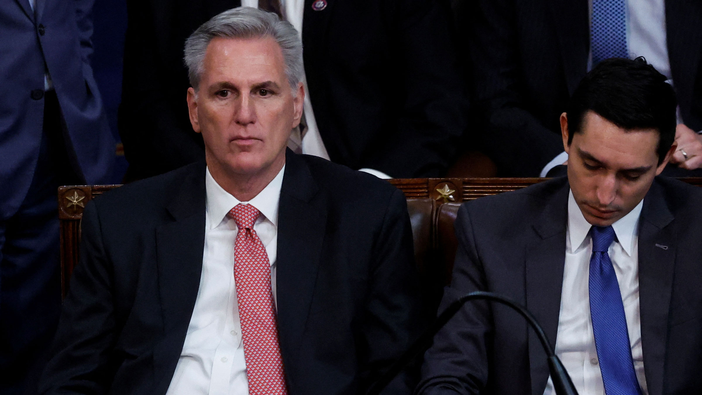 Kevin McCarthy sits inside the House chamber on Thursday.