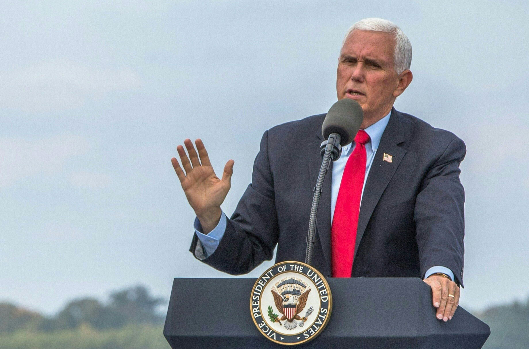 Vice President Mike Pence speaks at a rally in Greensboro, North Carolina, on October 27.