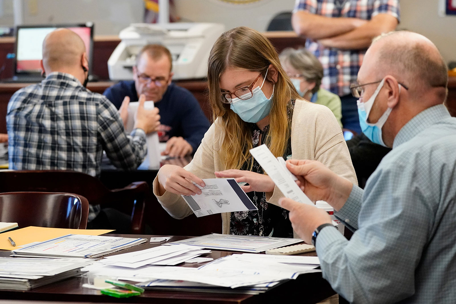 Luzerne County workers count ballots on November 6 in Wilkes-Barre, Pennsylvania. 