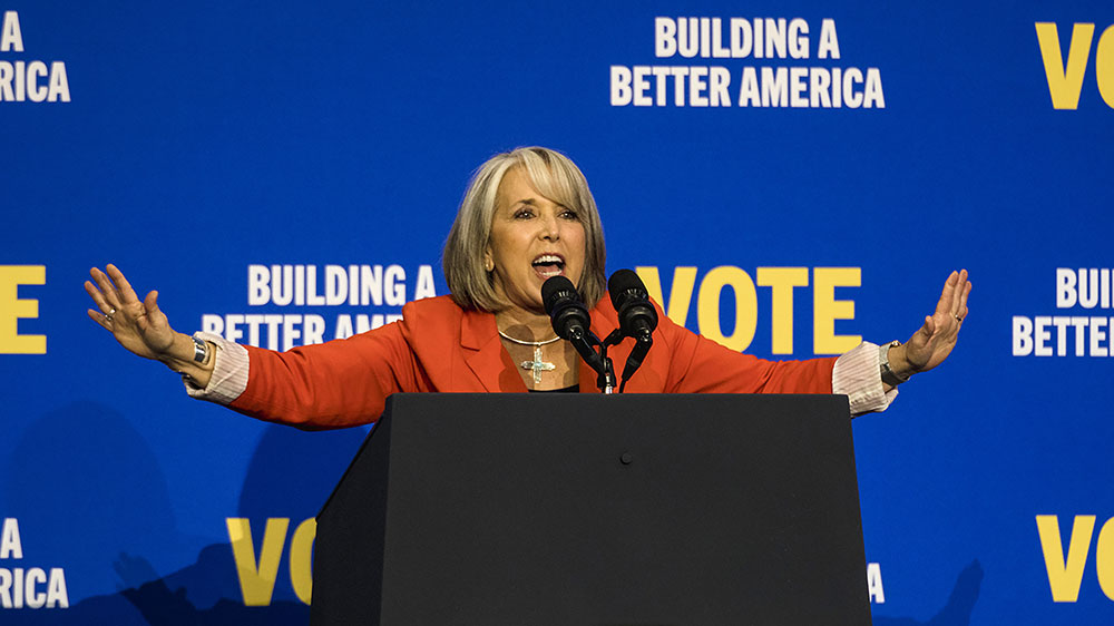 Michelle Lujan Grisham speaks during a New Mexico Democrats rally on Thursday, November 3. 