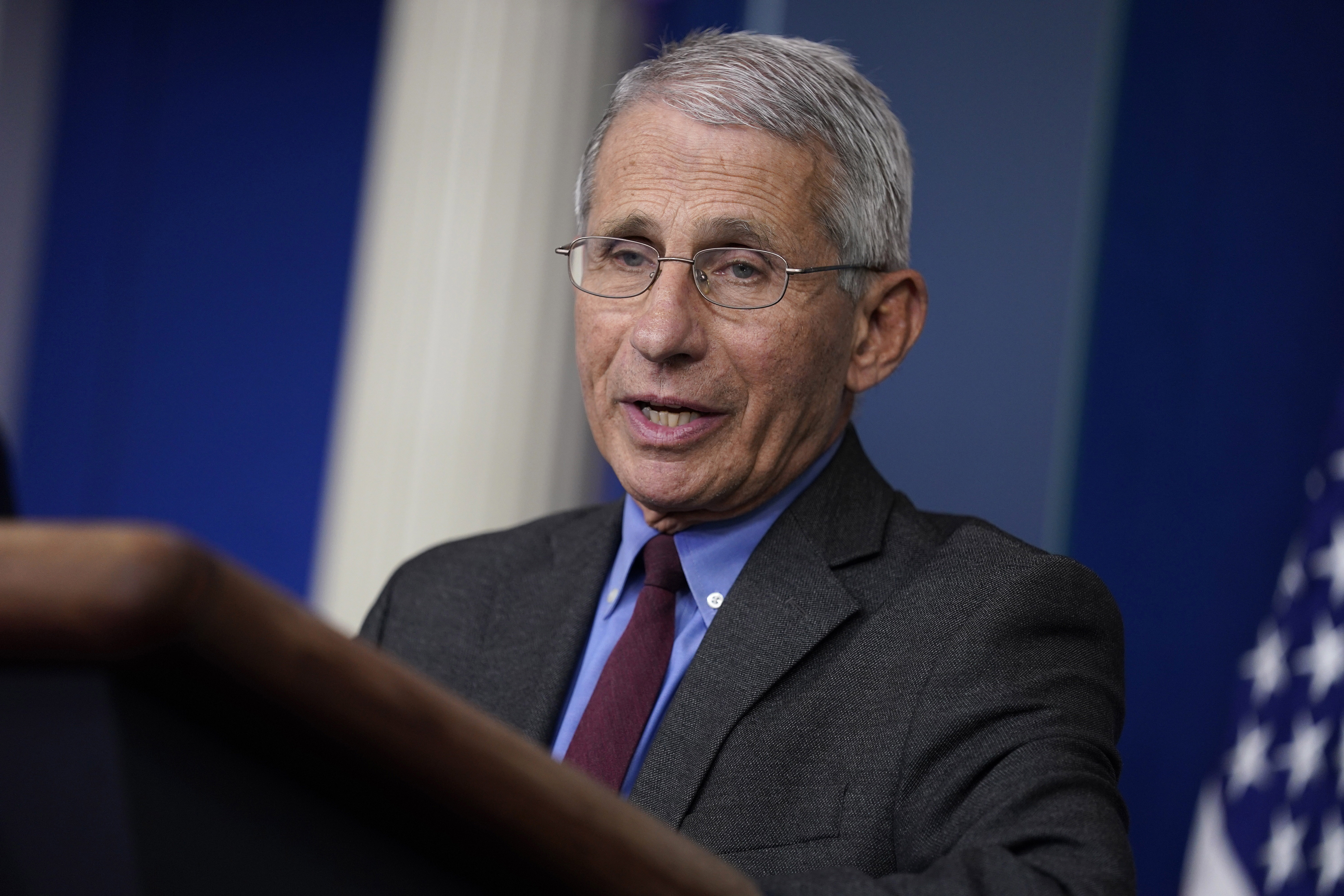 Director of the National Institute of Allergy and Infectious Diseases Dr. Anthony Fauci speaks during a coronavirus task force briefing at the White House on April 10.