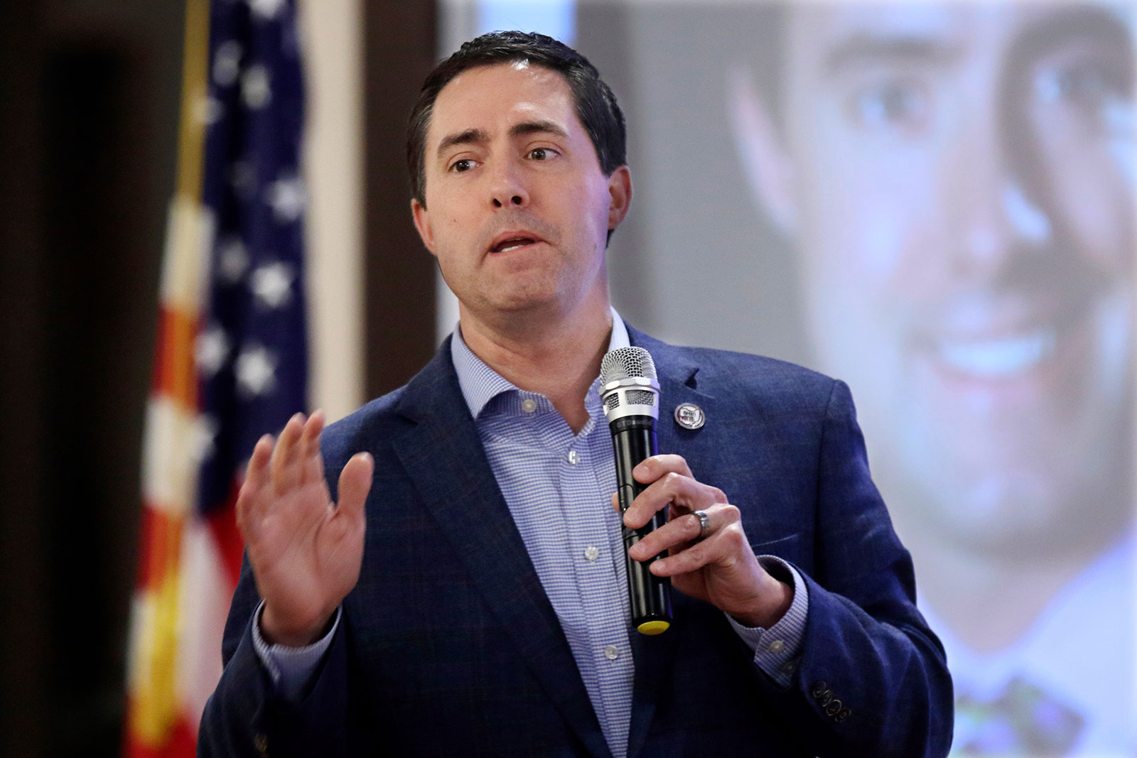 Ohio Secretary of State Frank LaRose speaks to the Fairfield County Lincoln Republican Club in Pickerington, Ohio, on March 24.