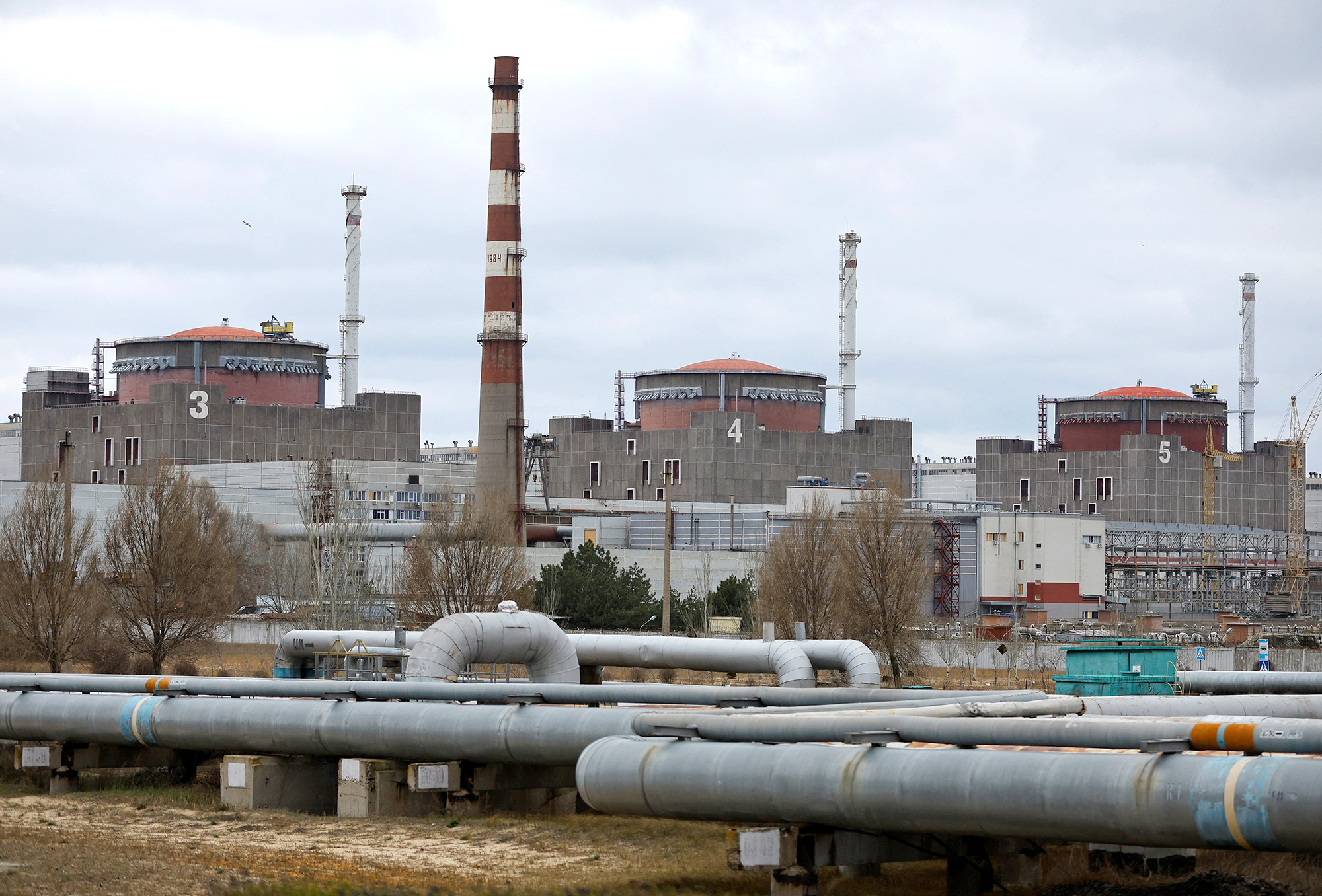 A view shows the Zaporizhzhia Nuclear Power Plant in Russian-controlled Ukraine, on March 29.