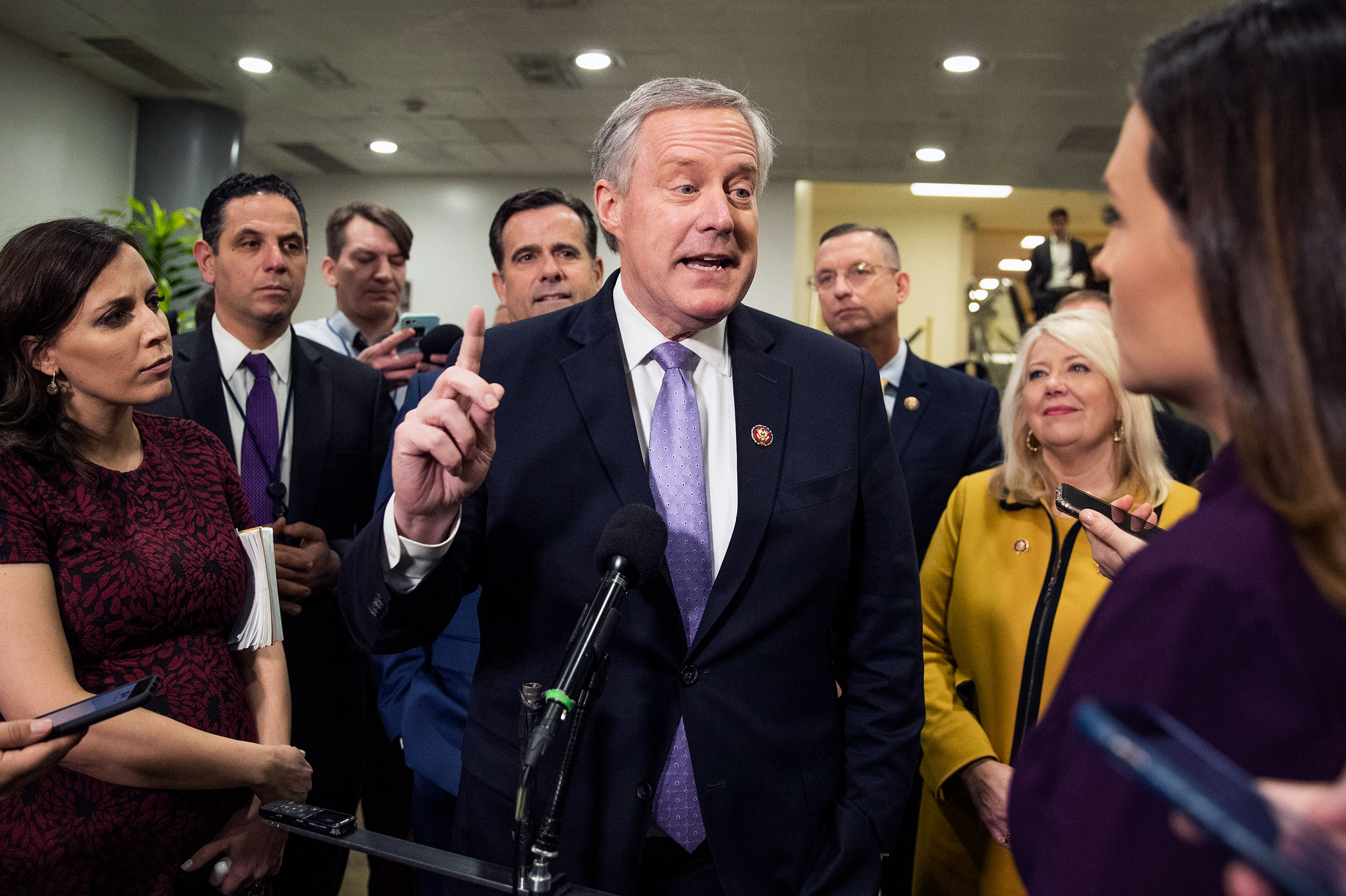 Rep. Mark Meadows speaks with reporters in Washington on Monday.