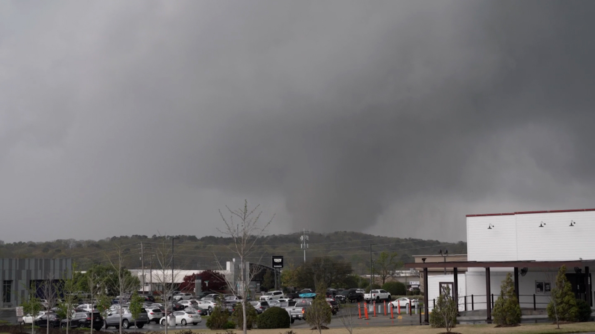 A storm is seen over Little Rock, Arkansas, on Friday, March 31.