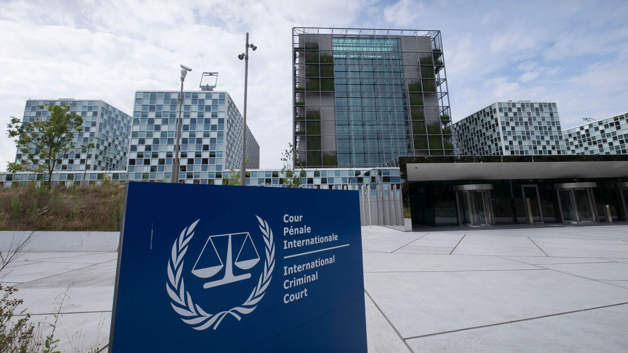 An exterior view of the International Criminal Court in The Hague, Netherlands. 