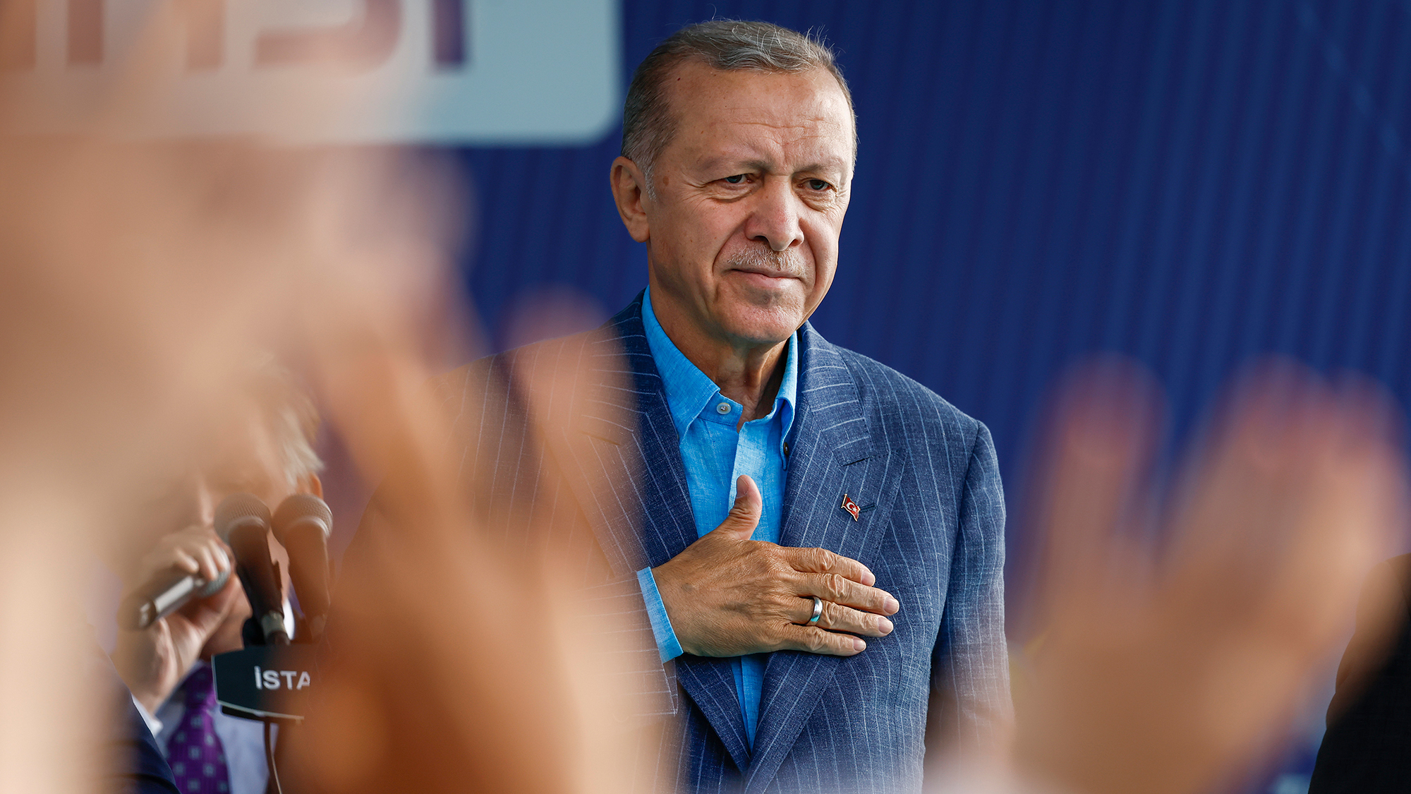 Turkish President Recep Tayyip Erdogan speaks at a campaign rally on May 27, in Istanbul, Turkey. 
