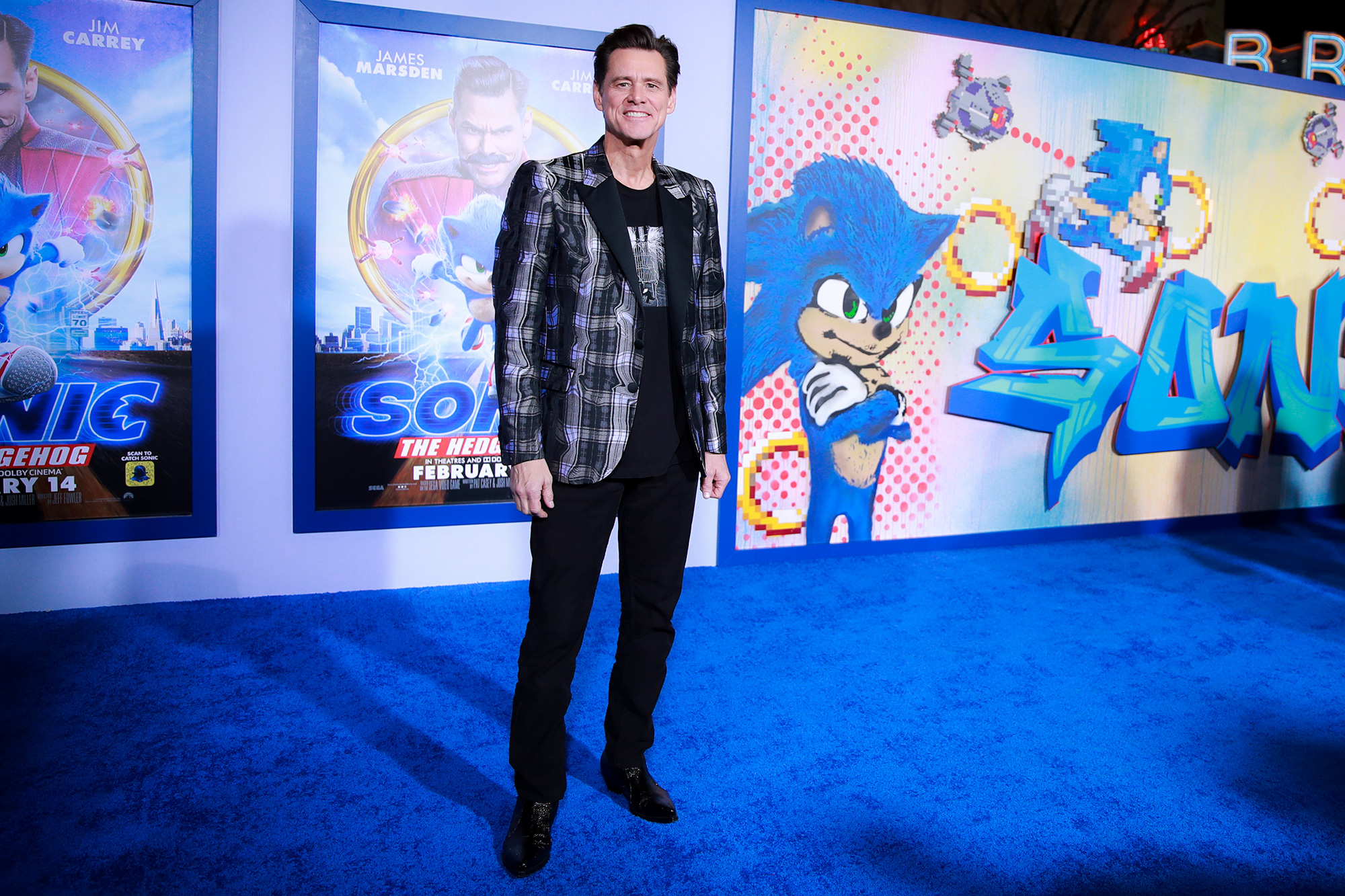 Jim Carrey attends a screening of the film "Sonic The Hedgehog" in Westwood, California, on February 12, 2020.