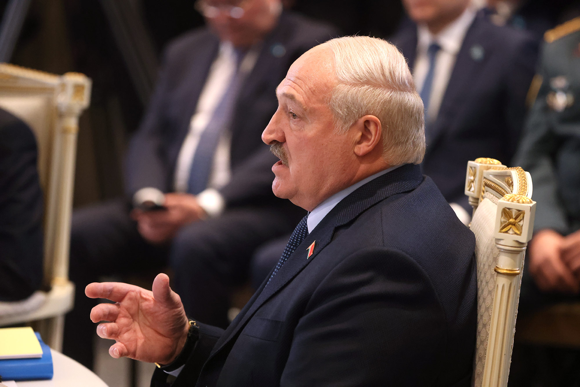 Belarusian President Alexander Lukashenko speaks during a meeting in Armenia on November 23. 