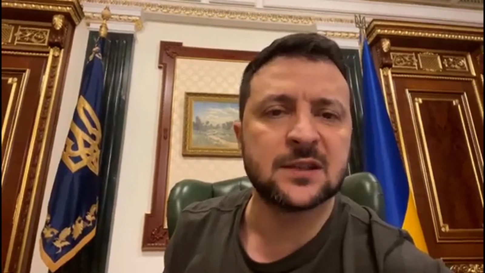 Ukrainian President Volodymyr Zelensky gives his nightly address on April, 30. 