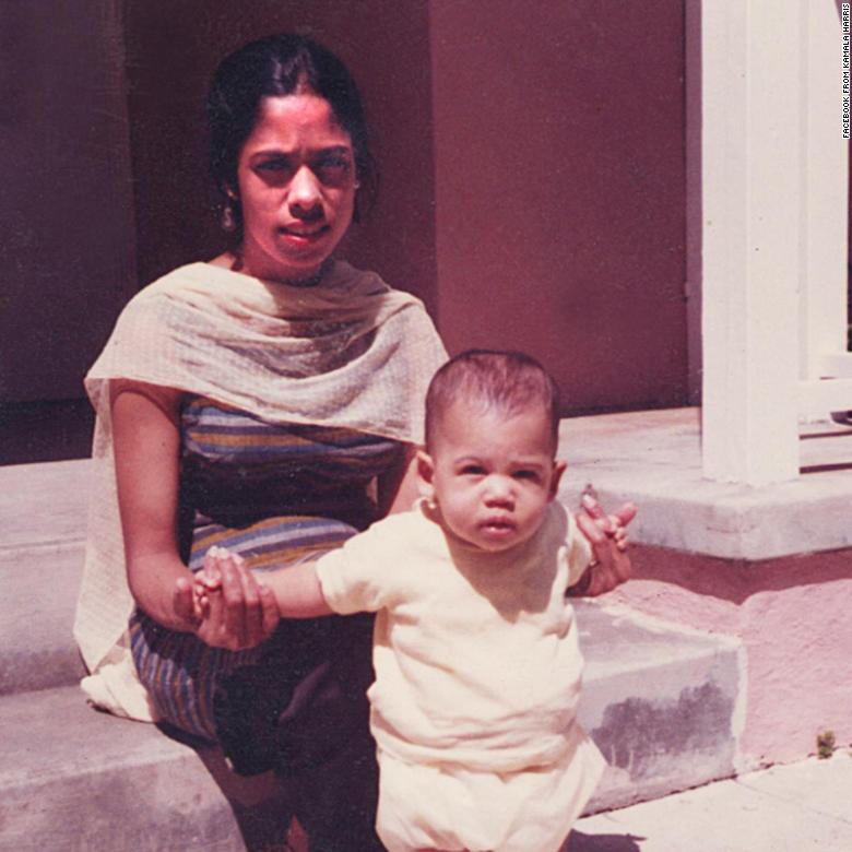 A young Harris is seen with her mother, Shyamala, in this photo that was posted on Harris' Facebook page in March 2017. 