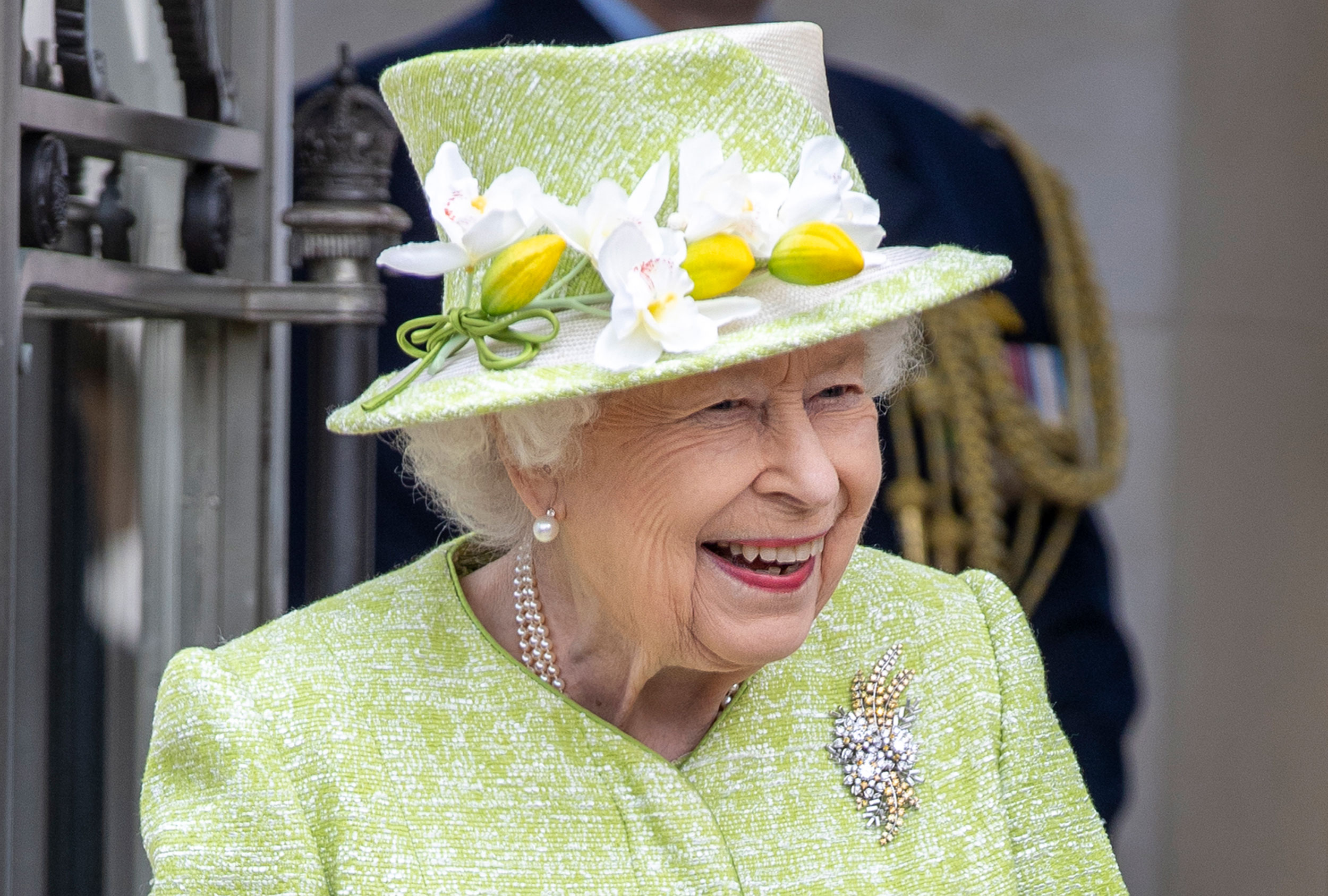 Queen Elizabeth II is seen during a visit to The Royal Australian Air Force Memorial on March 31, 2021, near Egham, England. 