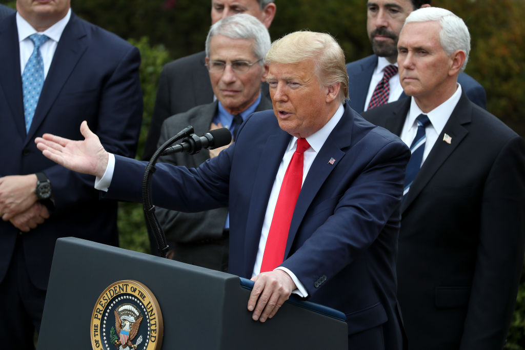 US President Donald Trump announcing a national emergency at the White House in Washington, DC, on Friday, March 13. 