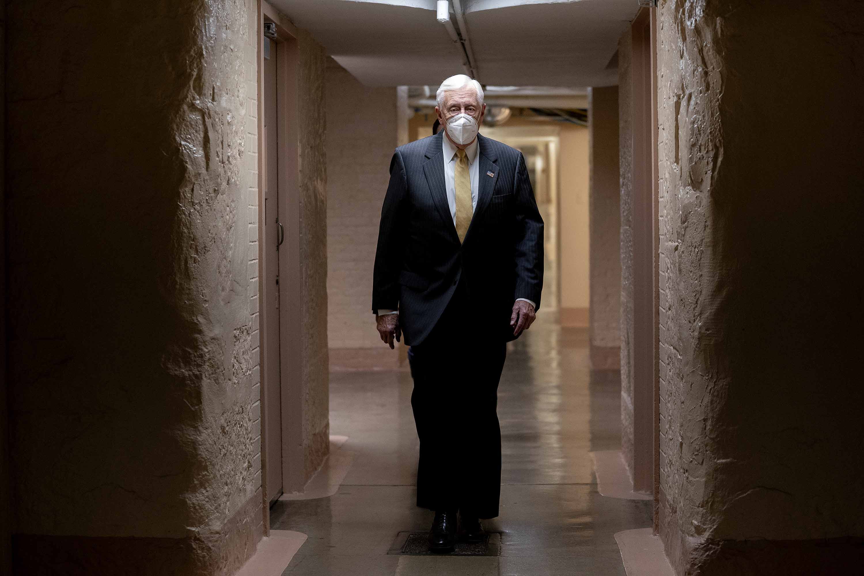 House Majority Leader Steny Hoyer walks through the U.S. Capitol on January 12, in Washington, DC.