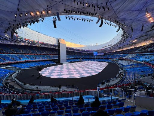 Inside the stadium ahead of Friday's Opening Ceremony. 