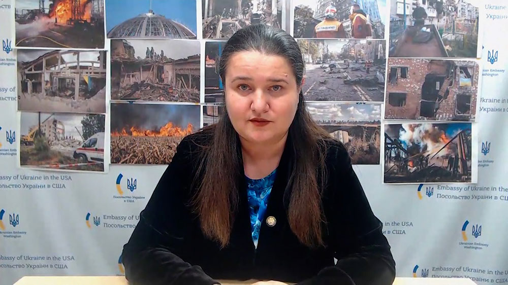 Oksana Markarova, the Ukrainian ambassador to the United States