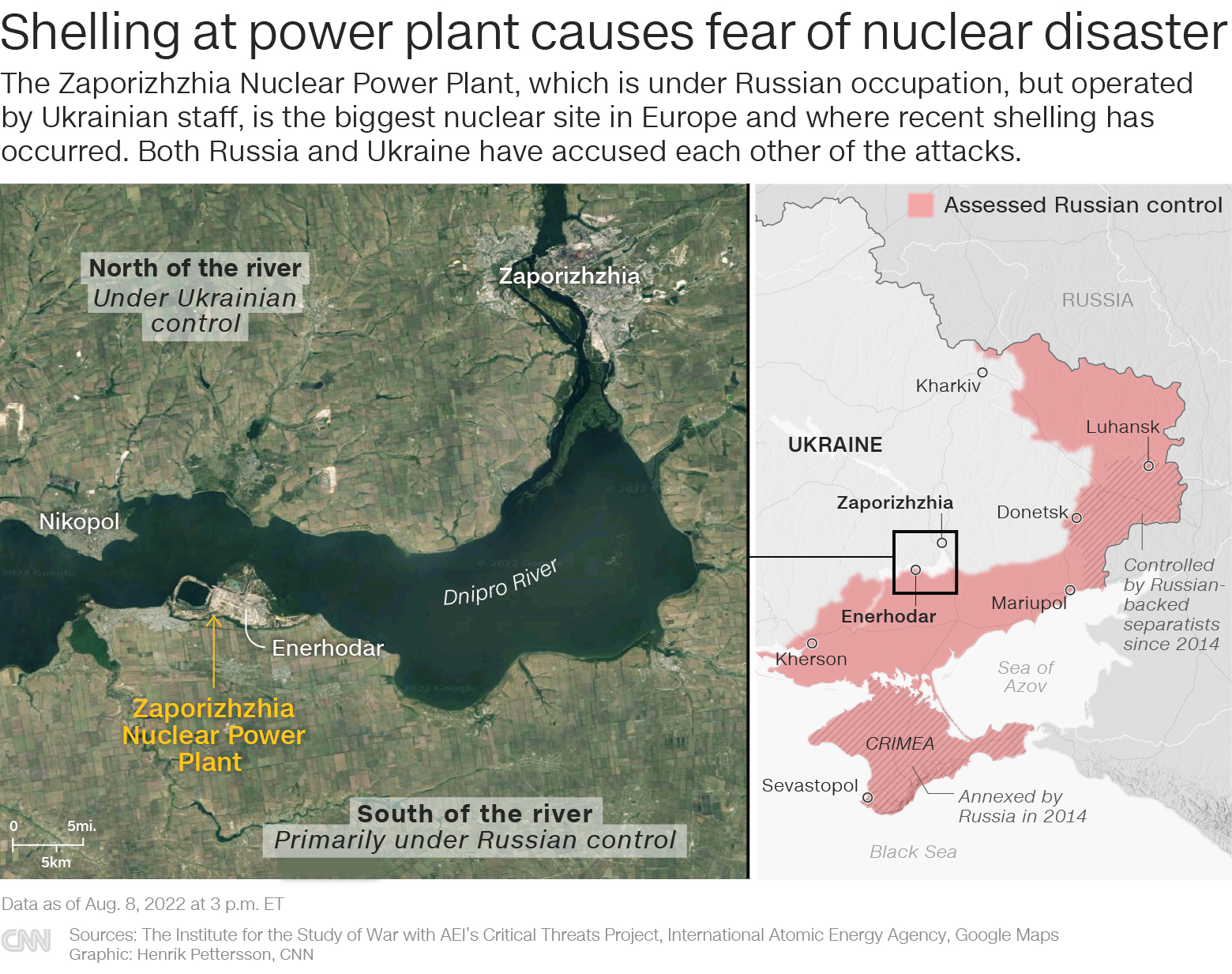 Town near Zaporizhzhia nuclear plant is under Russian rocket fire again, Ukrainian officials say