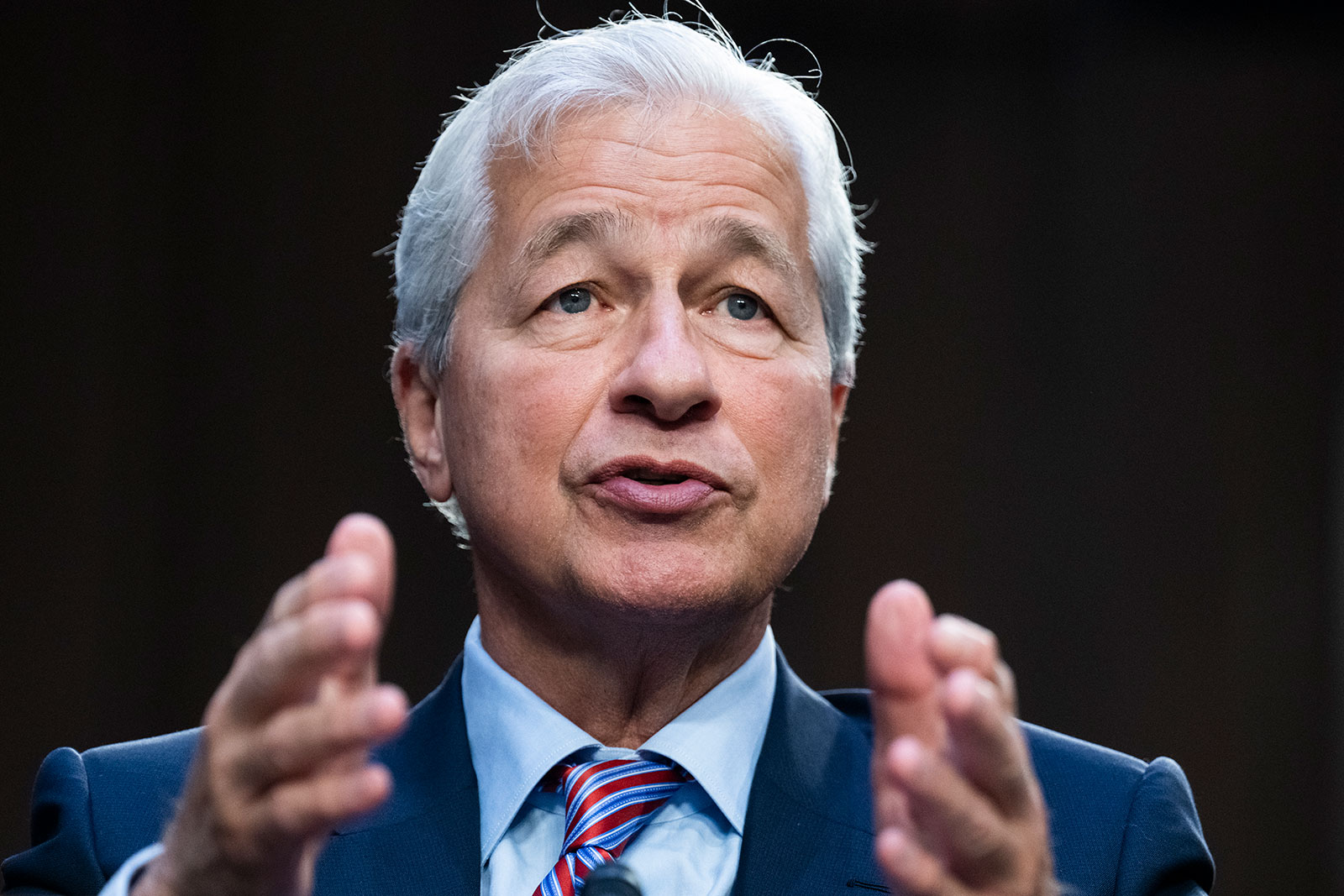 Jamie Dimon, CEO of JPMorgan Chase, testifies during the Senate Banking, Housing, and Urban Affairs Committee hearing in 2022.