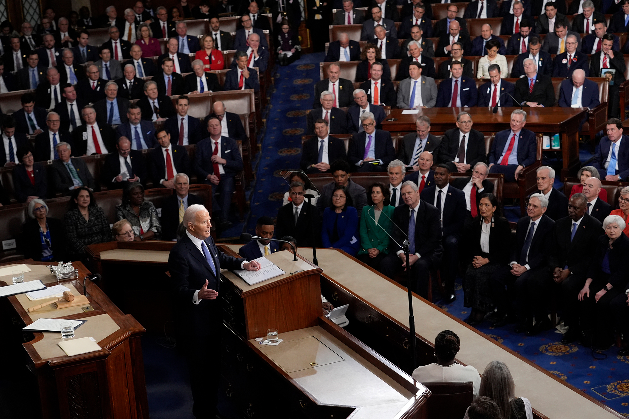 President Joe Biden delivers his State of the Union address in Washington, DC, on March 7. 