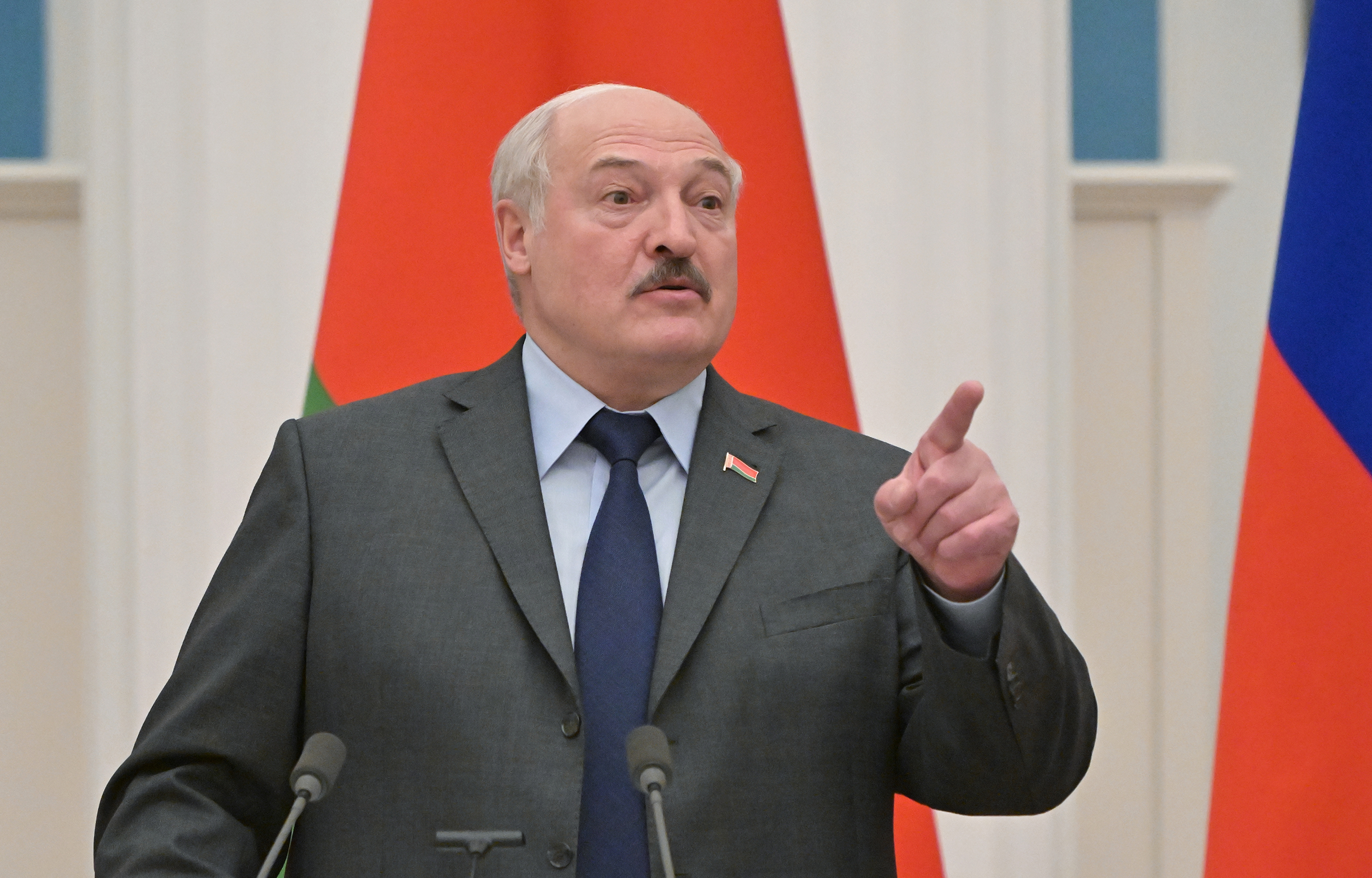 Belarusian President Alexander Lukashenko show in this February 18, 2022 file photo.  