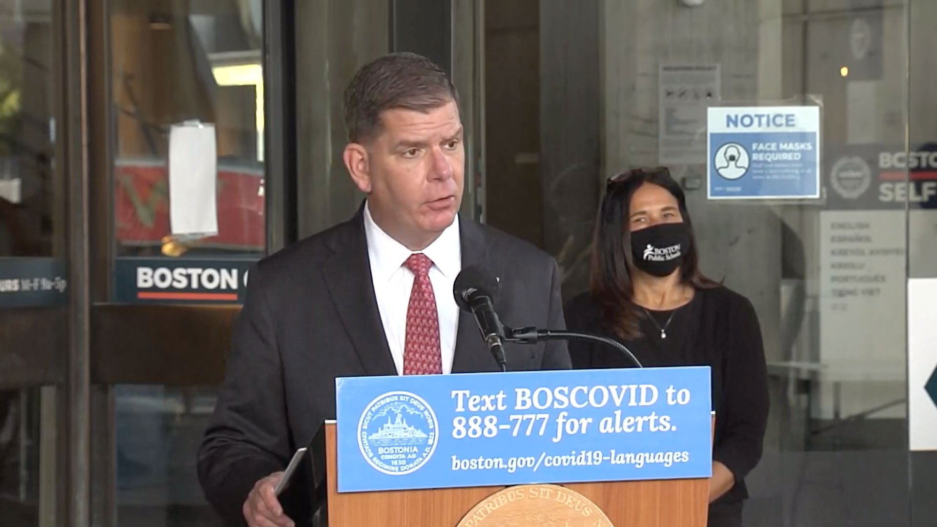 Mayor Marty Walsh speaks at a press conference in Boston on October 7.