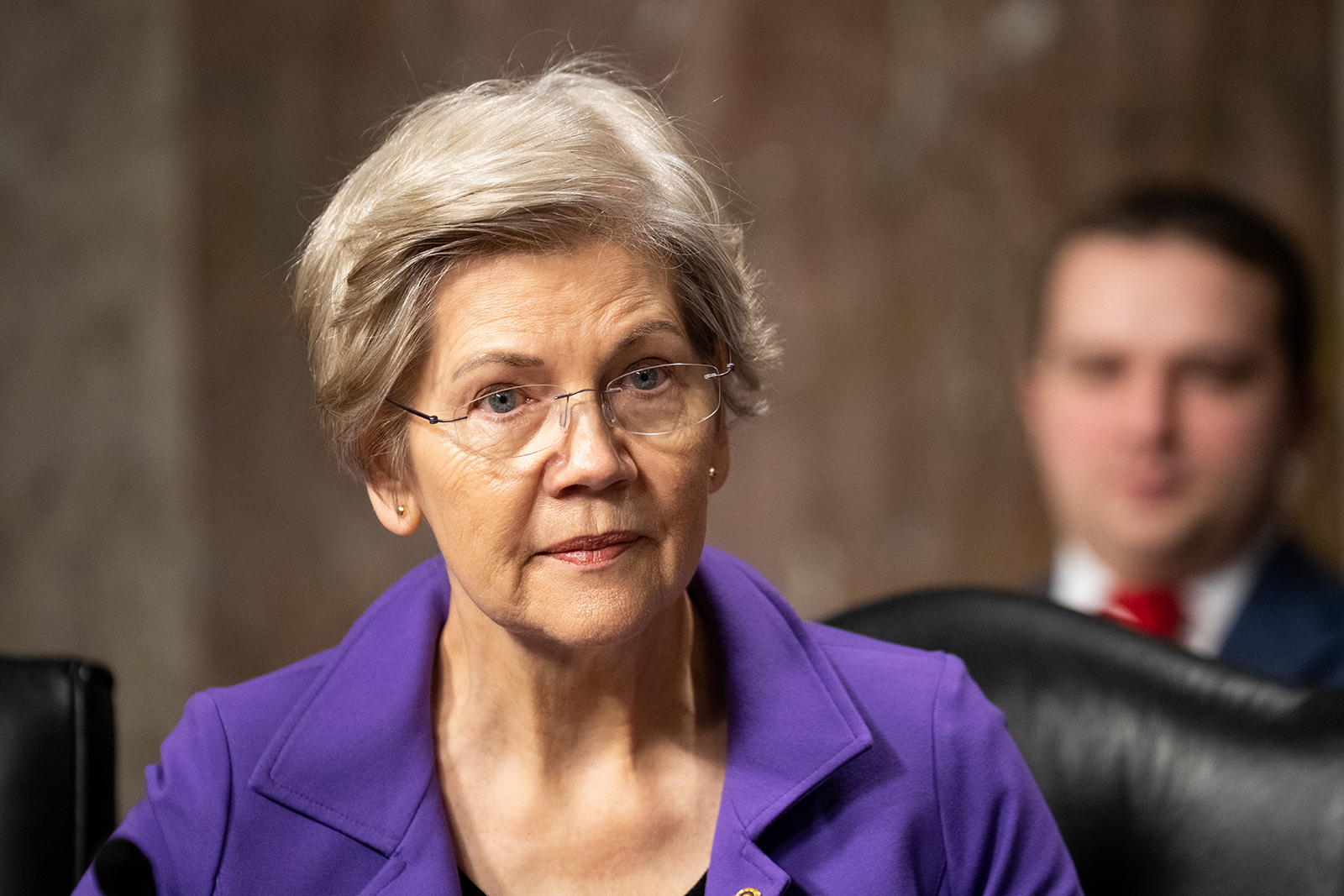 Sen. Elizabeth Warren during the Senate Armed Services Committee hearing to examine the posture of United States Special Operations Command and United States Cyber Command in the Dirksen Senate Office Building on Tuesday, March 7, 2023. 