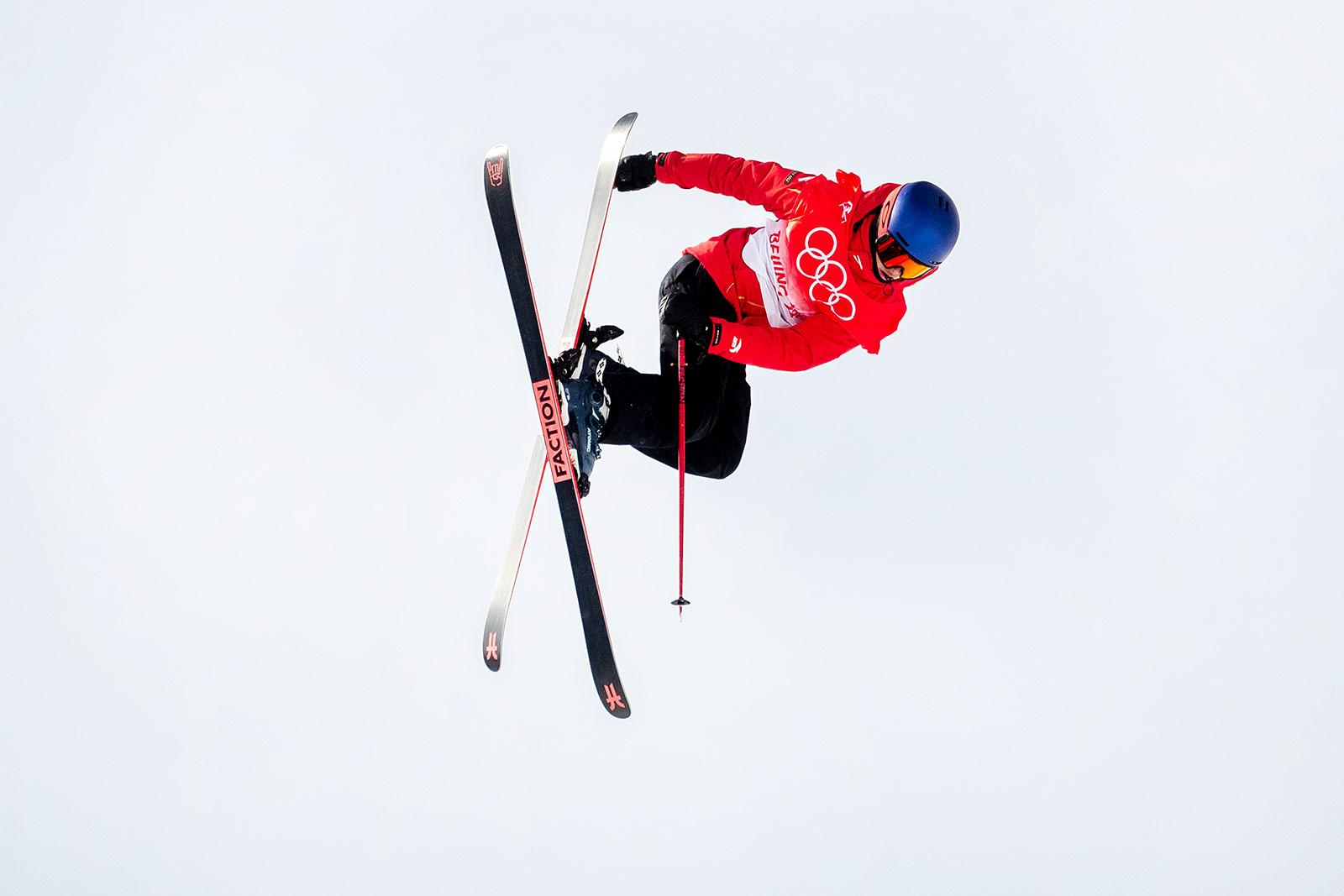 China freestyle skier Eileen Gu performs a trick during the women's slopestyle finals on February 15.
