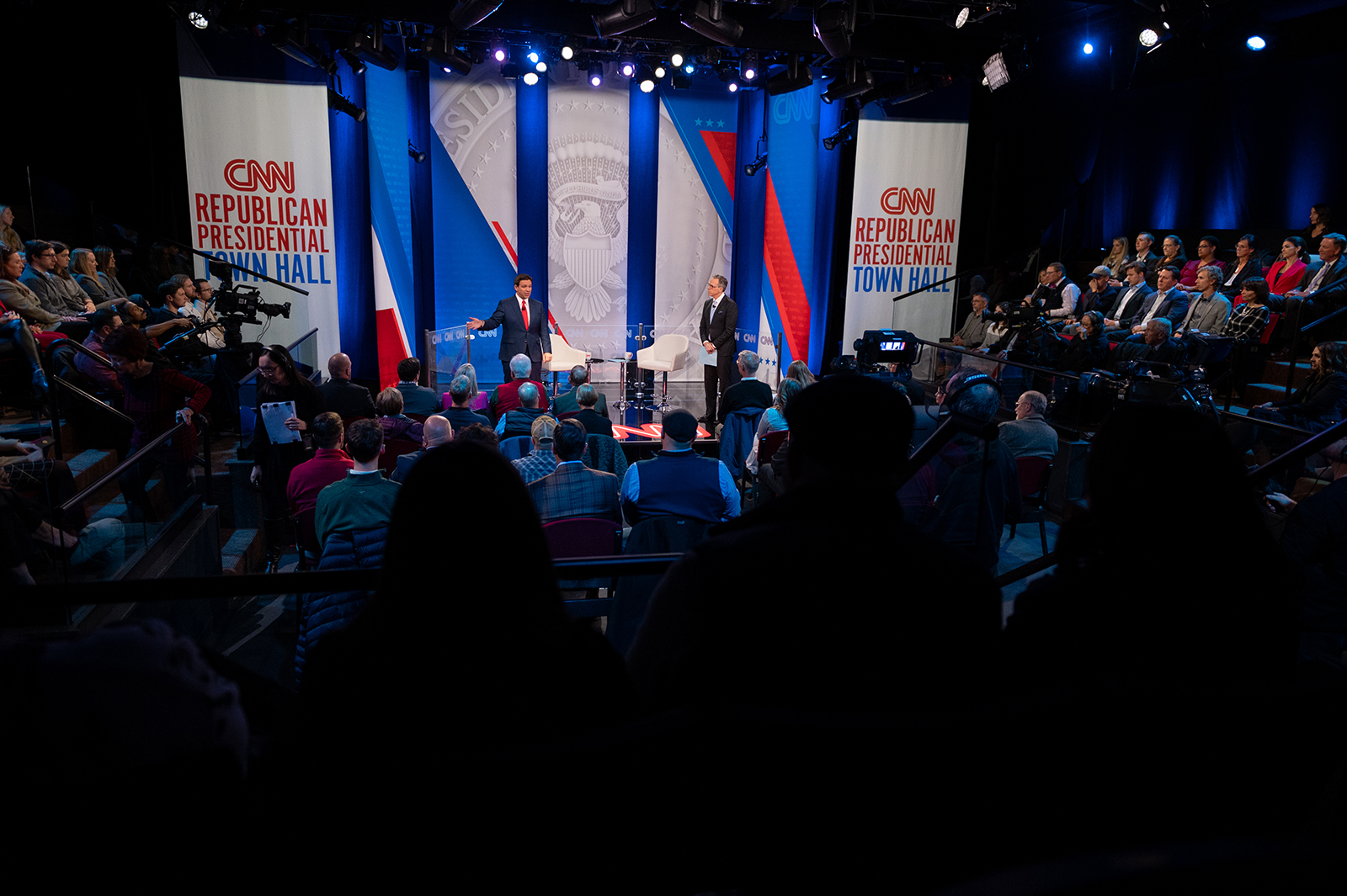 DeSantis participates in a CNN Republican Town Hall moderated by CNN’s Jake Tapper at Grand View University in Des Moines, Iowa, on Tuesday.