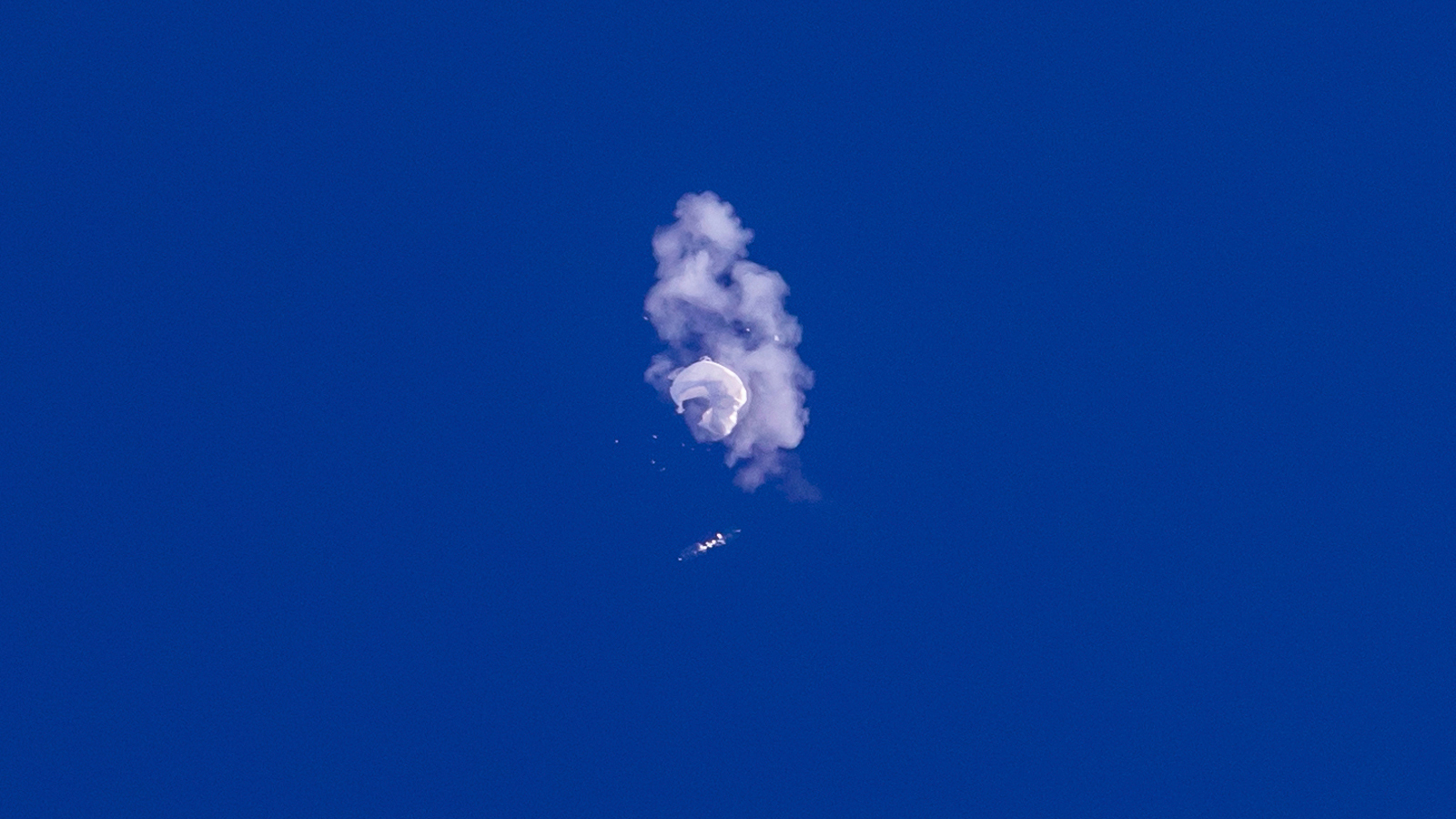 US military fighter jets shoot down the Chinese high-altitude balloon over the Atlantic Ocean on Saturday.