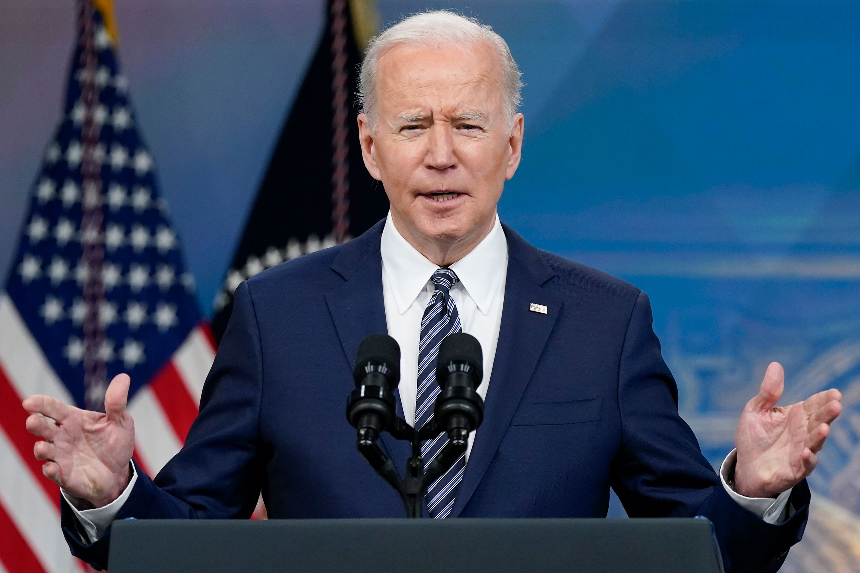 President Joe Biden speaks at the White House on Thursday.