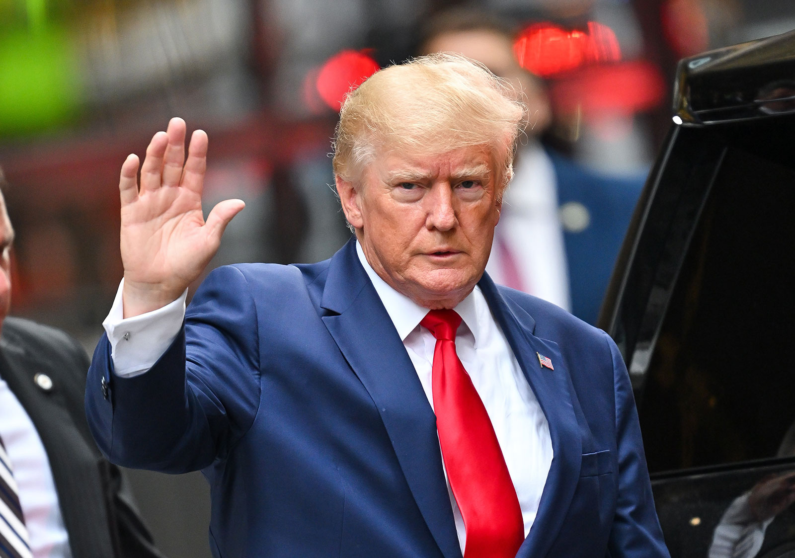 Former President Donald Trump leaves Trump Tower to meet with New York Attorney General Letitia James on August 10. 