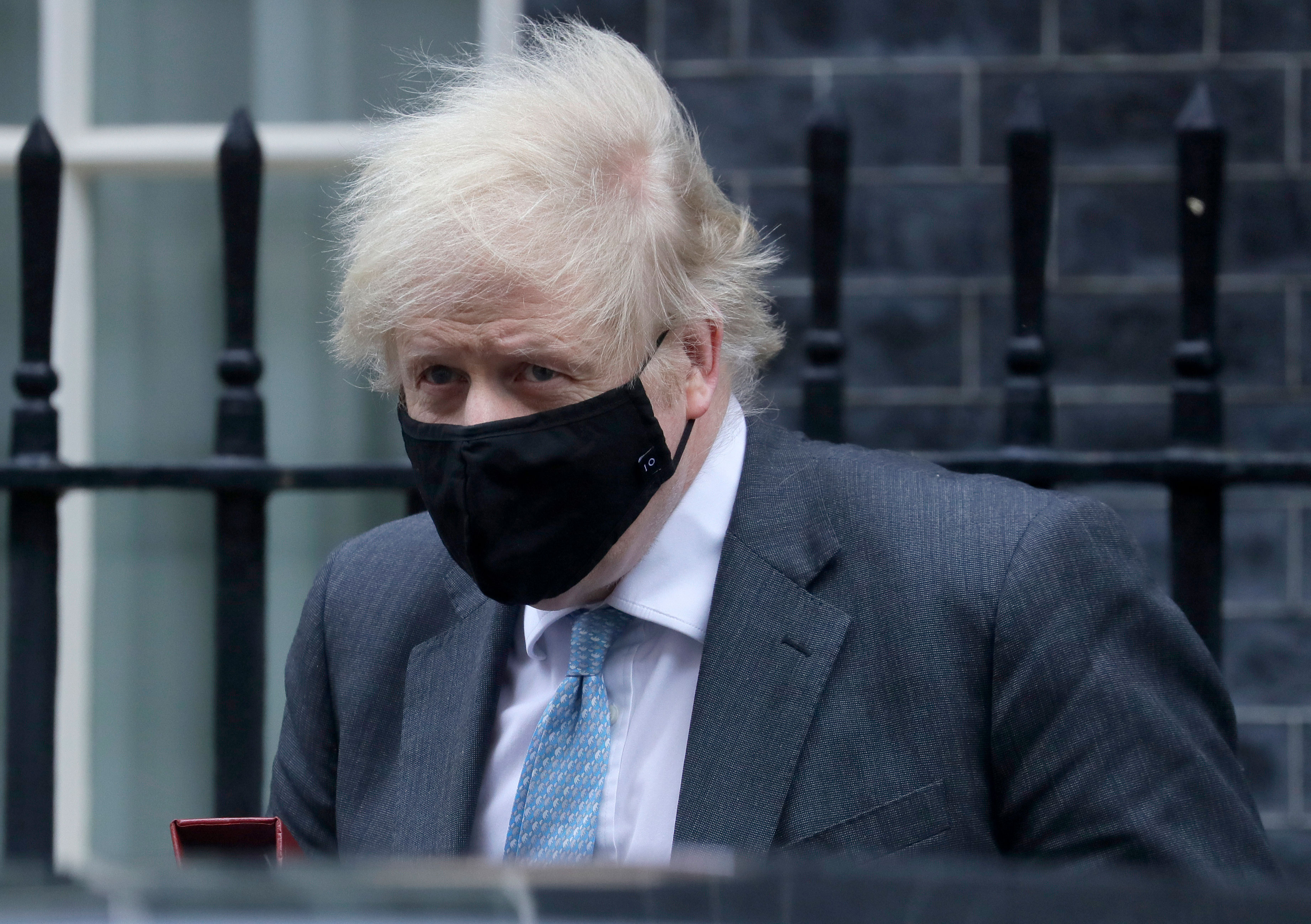 UK Prime Minister Boris Johnson leaves 10 Downing Street in London on February 10.