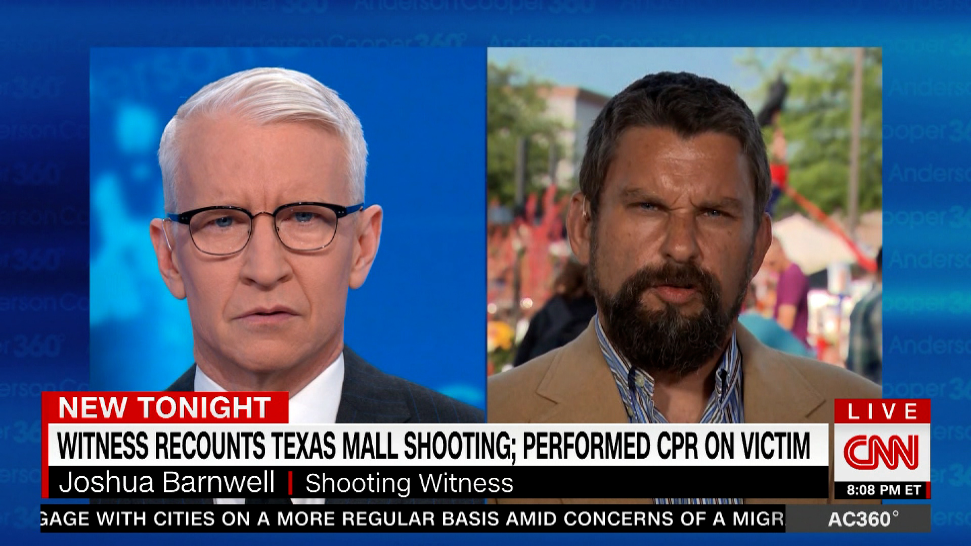 Joshua Barnwell, a Navy combat veteran, describes the horrific scene he witnessed during the mass shooting at an Allen, Texas, outlet mall to CNN's Anderson Cooper. 
