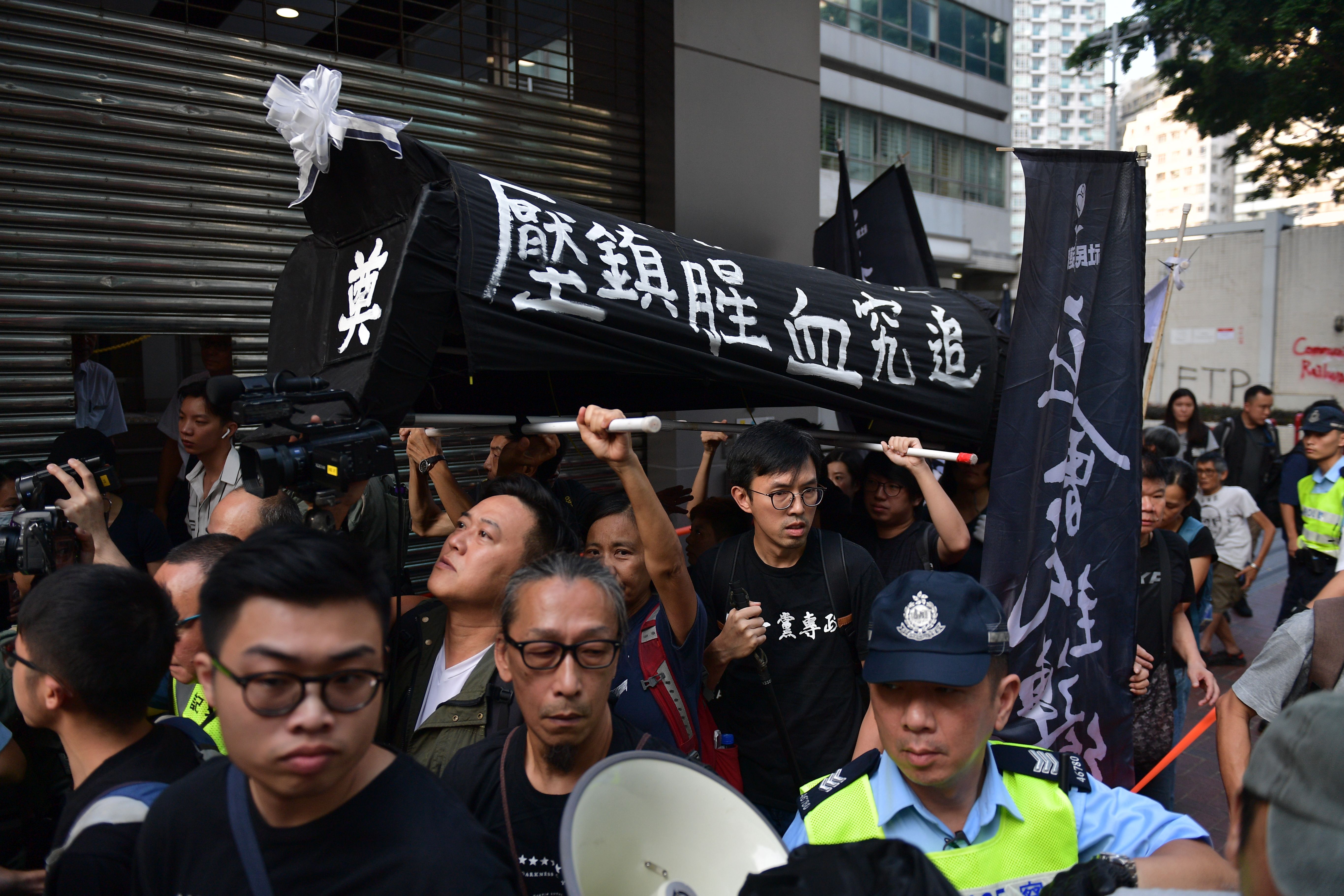 People have already been pepper sprayed in Hong Kong. It's 9 a.m.