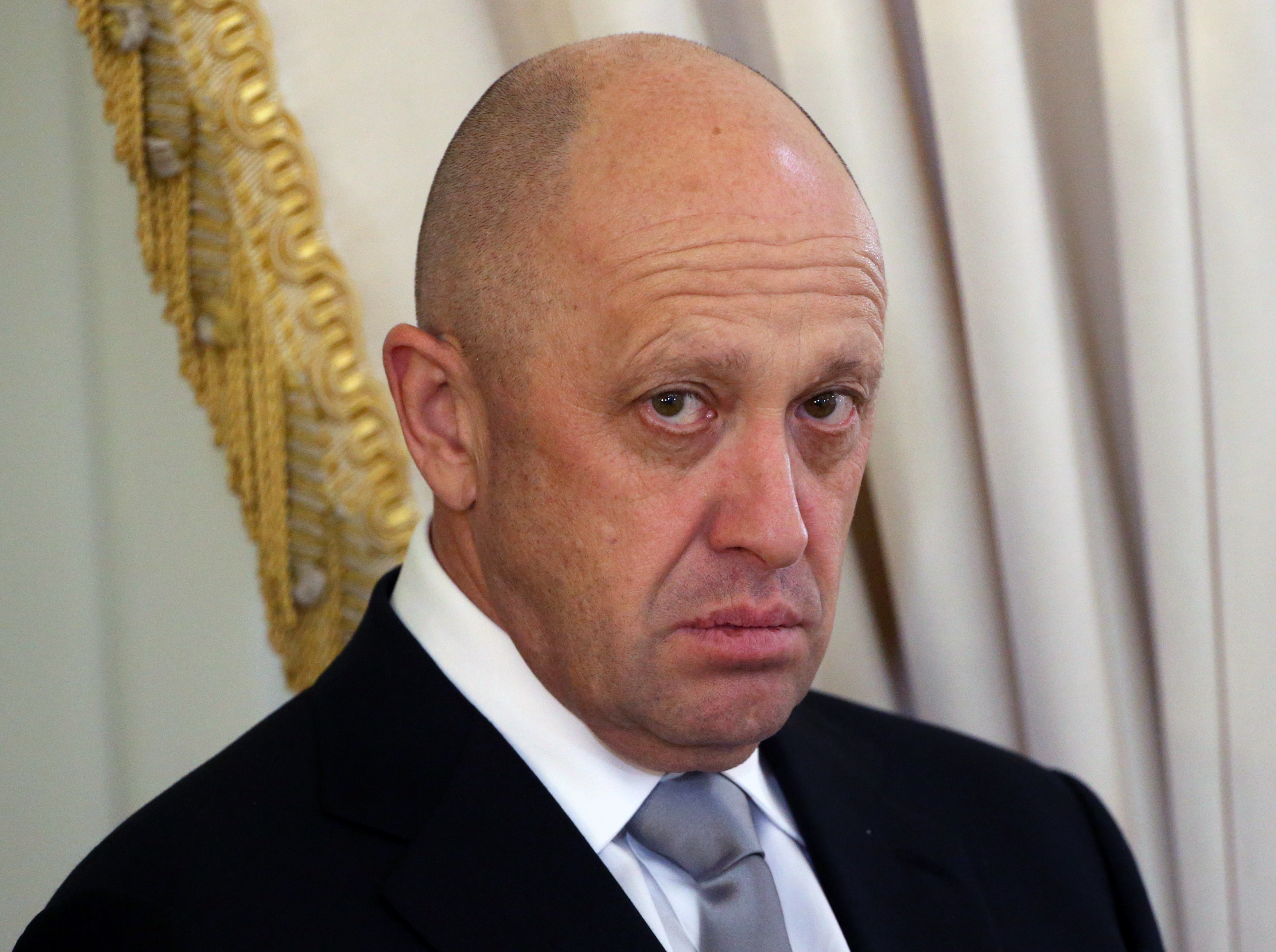 Russian billionaire and businessman Yevgeny Prigozhin attends a meeting with foreign investors at Konstantin Palace on June 16, 2016, in Saint Petersburg, Russia.