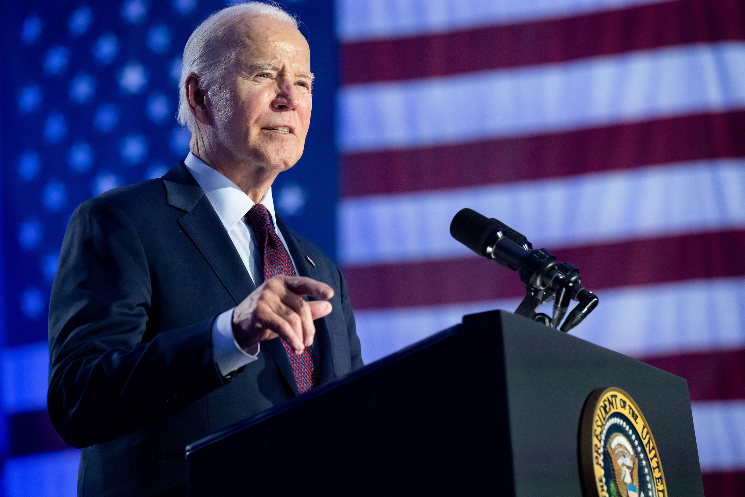 President Joe Biden speaks during a campaign rally at Pearson Community Center in Las Vegas, Nevada, on February 4.